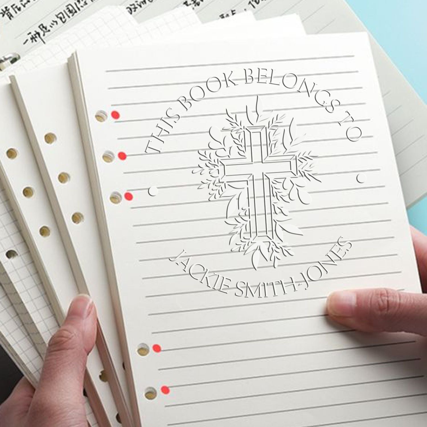 Soft Reverent Cross Return Address Embossing Stamp