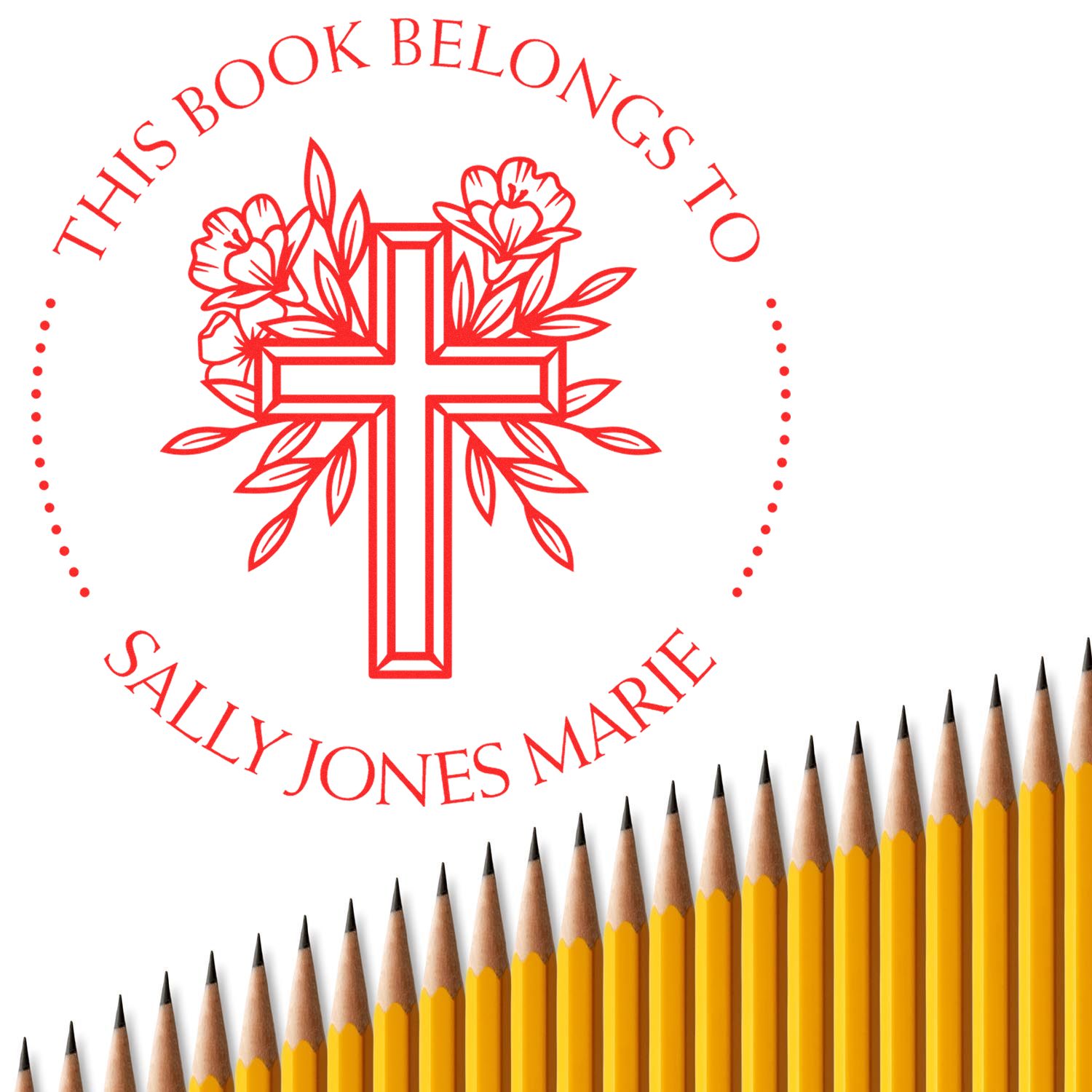 Wood Handle Spiritual Cross Address Stamp