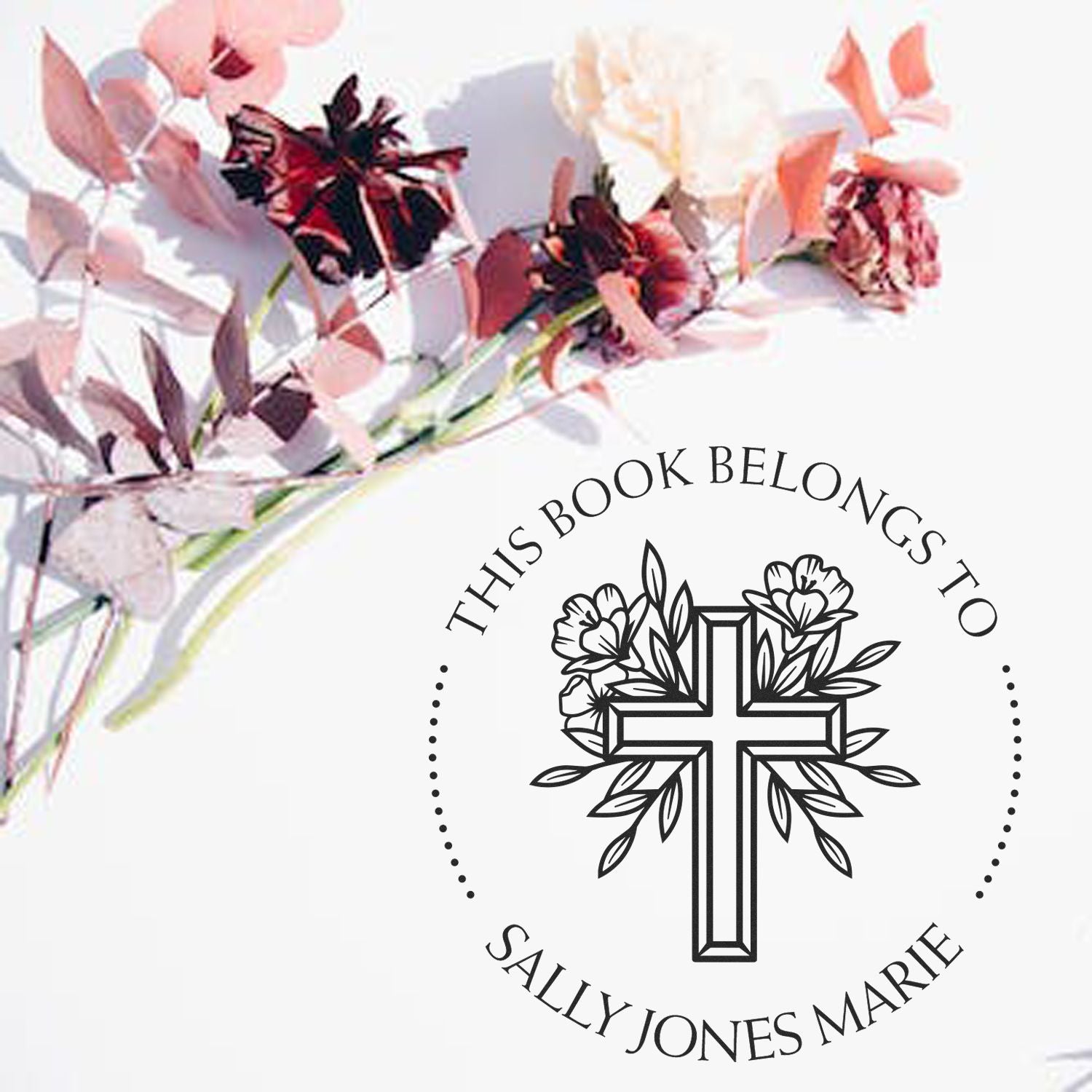 Wood Handle Spiritual Cross Address Stamp