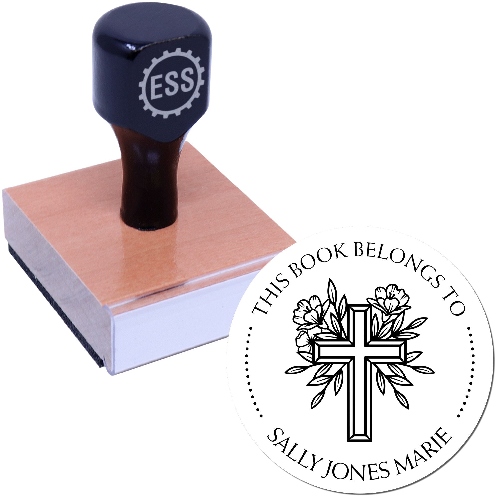 Wood Handle Spiritual Cross Address Stamp