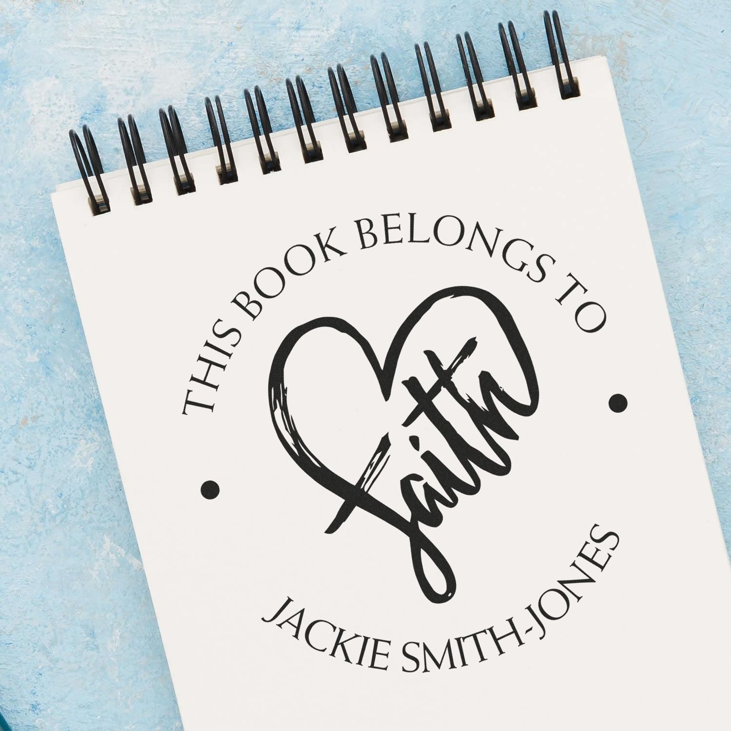 Wood Handle Love and Faith Return Address Stamp - Engineer Seal Stamps