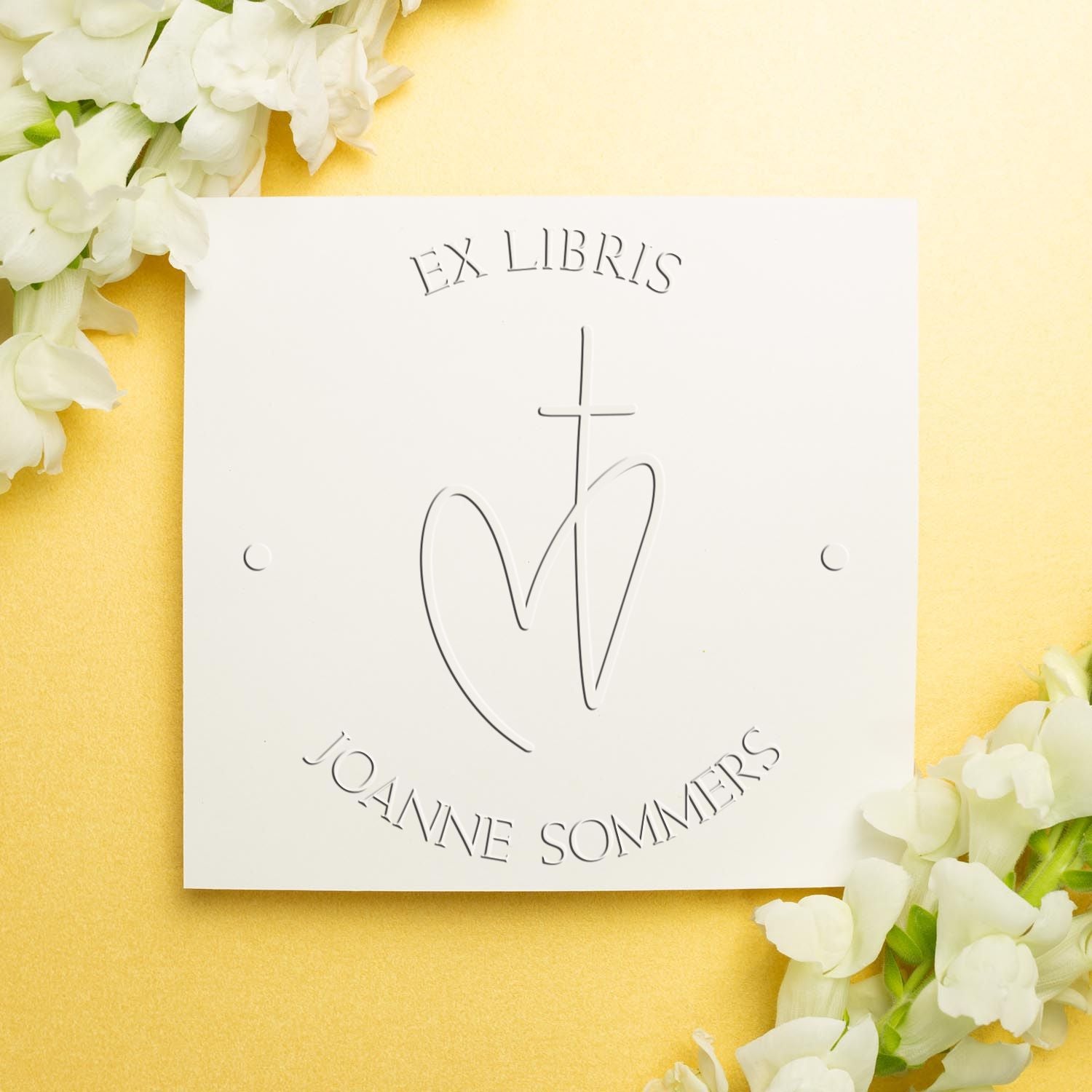 Desk Transcendent Cross Personalized Name And Address Embossed Stamp - Engineer Seal Stamps