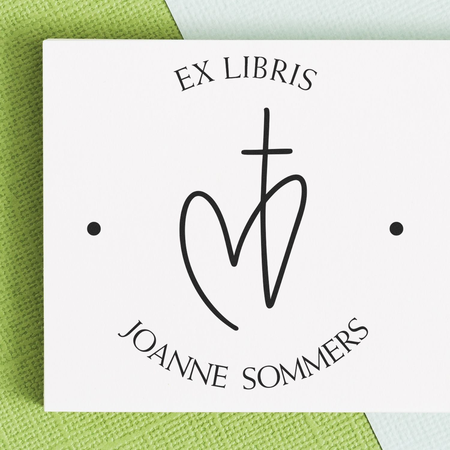 Wood Handle Transcendent Cross Home Address Stamp