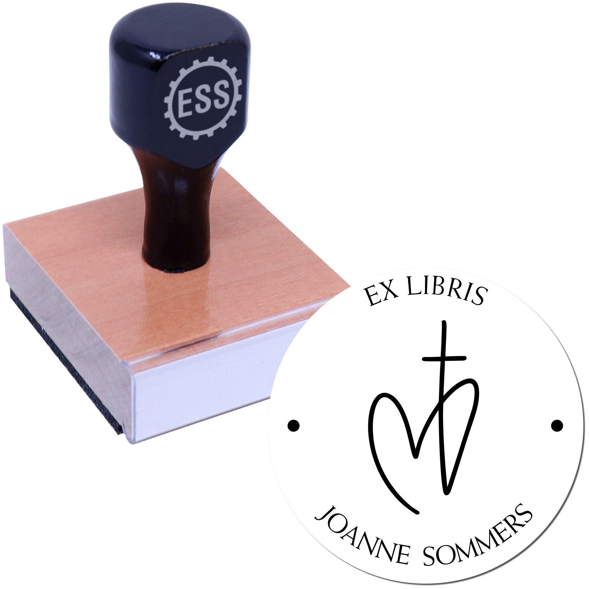 Wood Handle Transcendent Cross Home Address Stamp