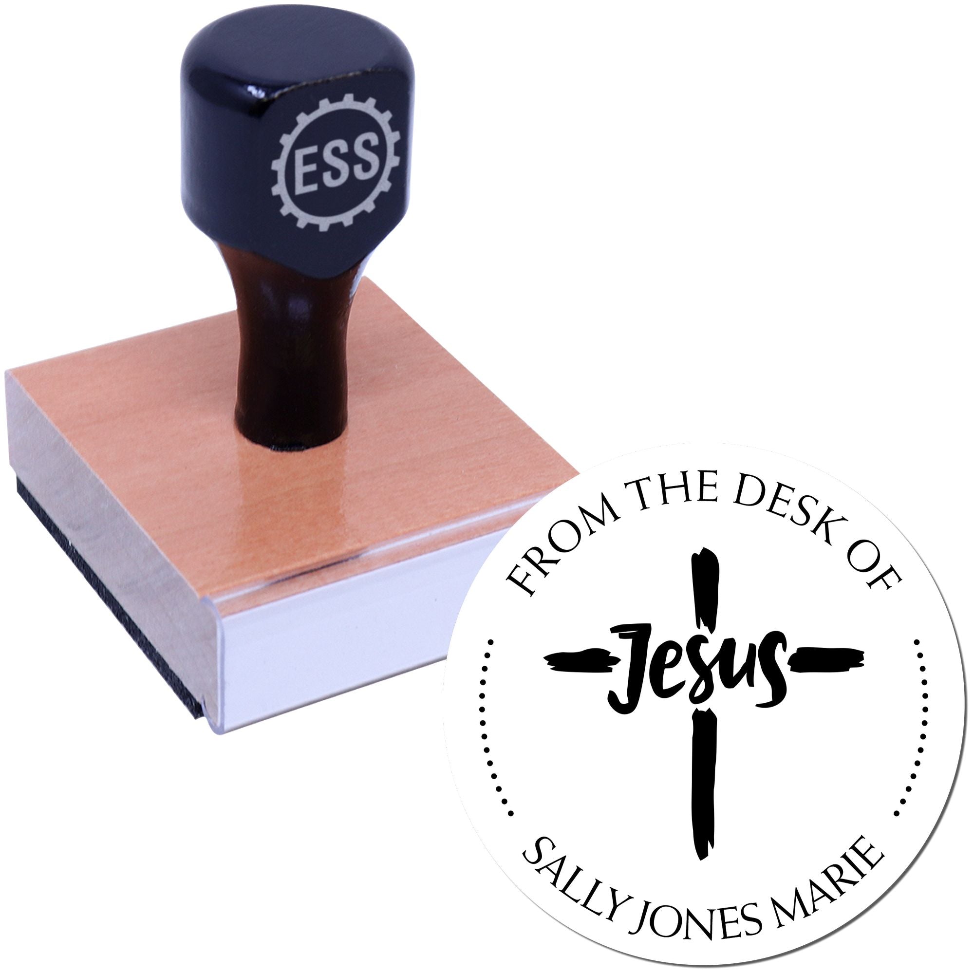 Wood Handle Eloquent Cross Address Stamp - Engineer Seal Stamps