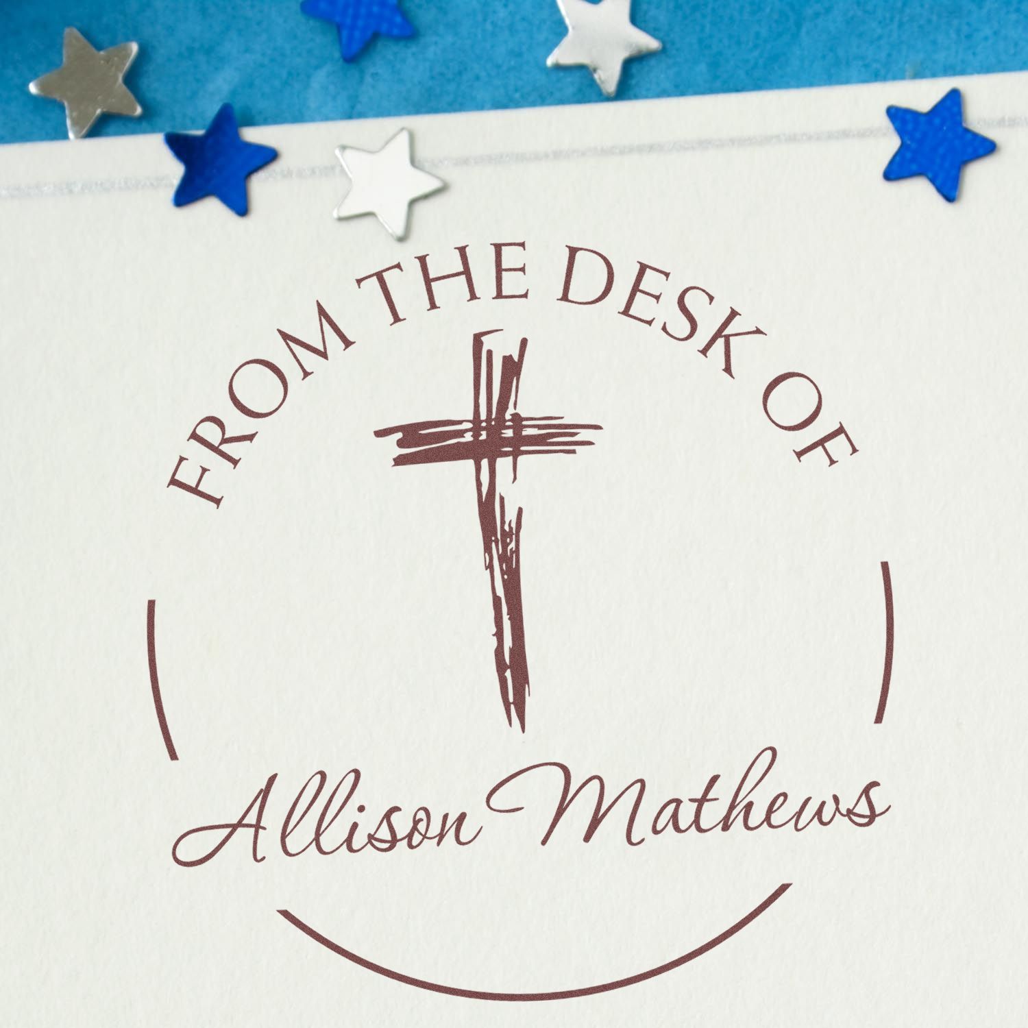 PSI Pre-Inked Serene Cross Personalized Home Address Stamp - Engineer Seal Stamps