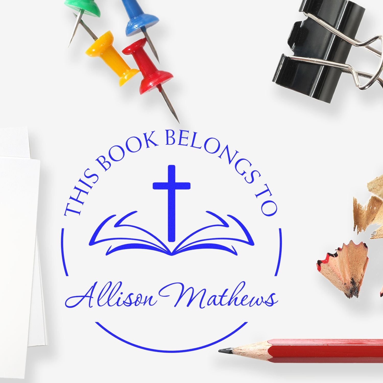 Portable Pre-Inked Timeless Cross Home Address Stamp - Engineer Seal Stamps