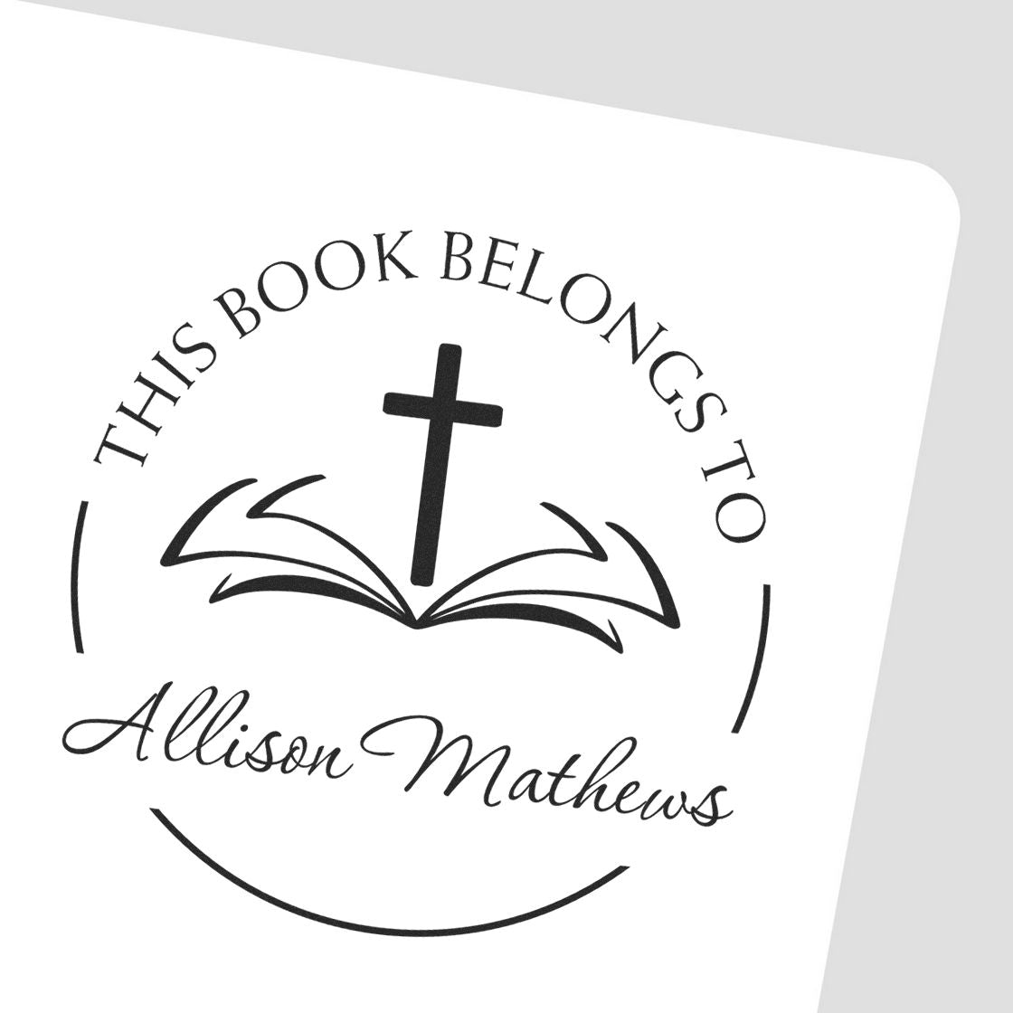 Wood Handle Timeless Cross Home Address Stamp