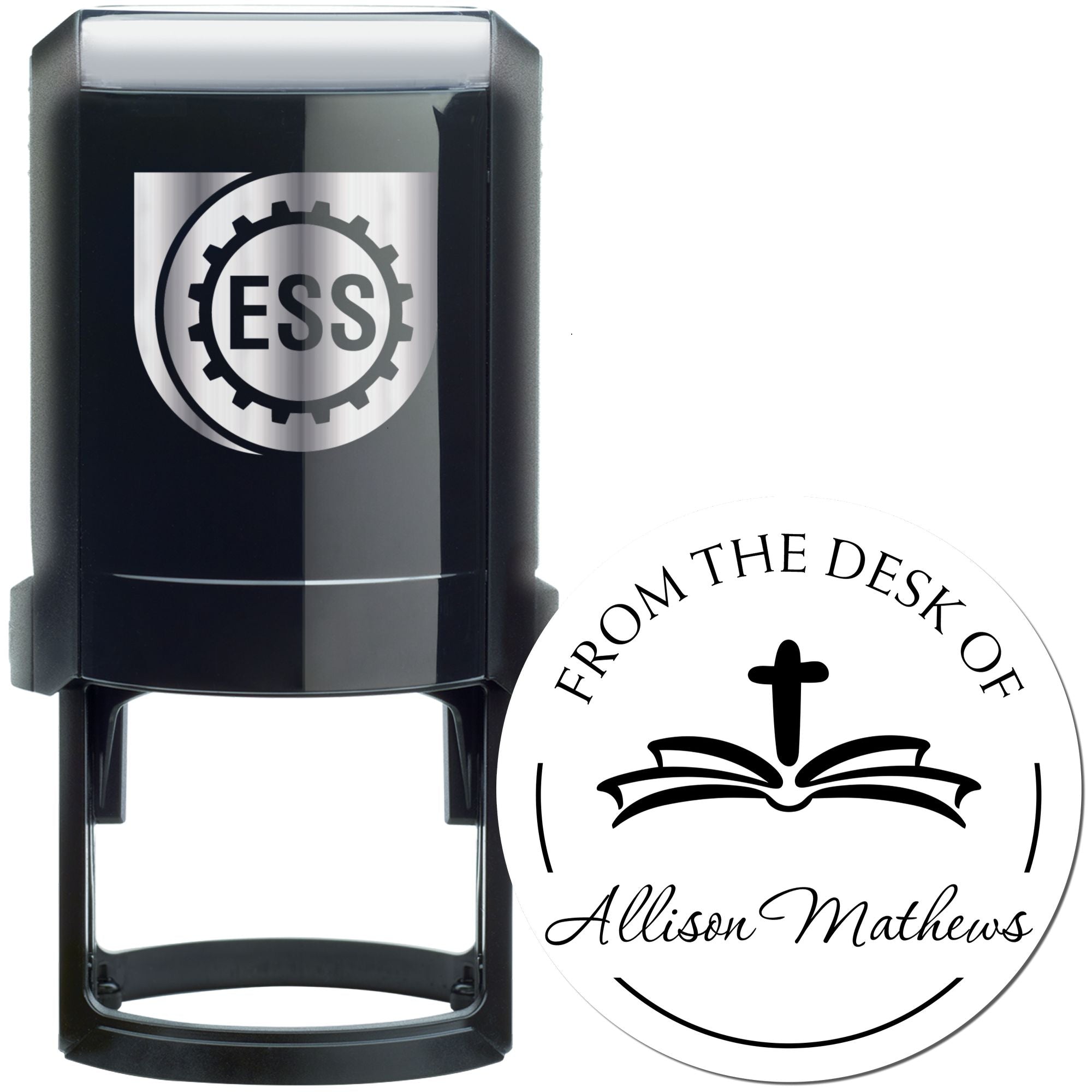 Self-Inking Graceful Cross Custom Made Return Address Stamp - Engineer Seal Stamps