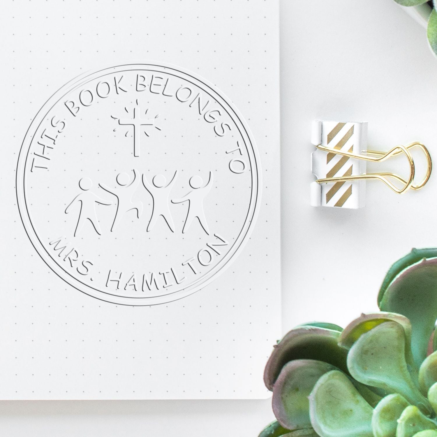 Soft Inspiring Cross Custom Home Embossed Stamp