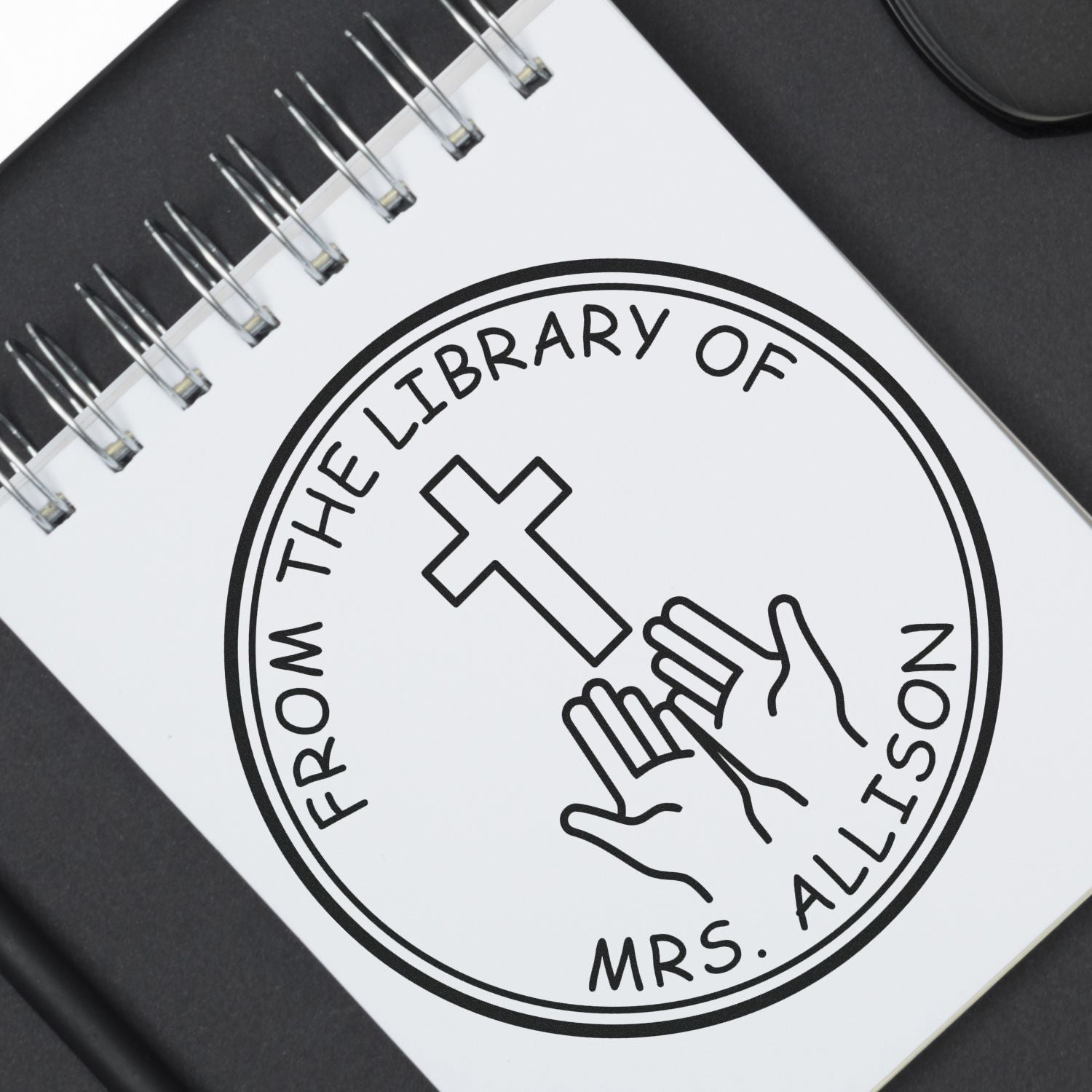 PSI Pre-Inked Reverential Cross Customized Return Address Stamp - Engineer Seal Stamps