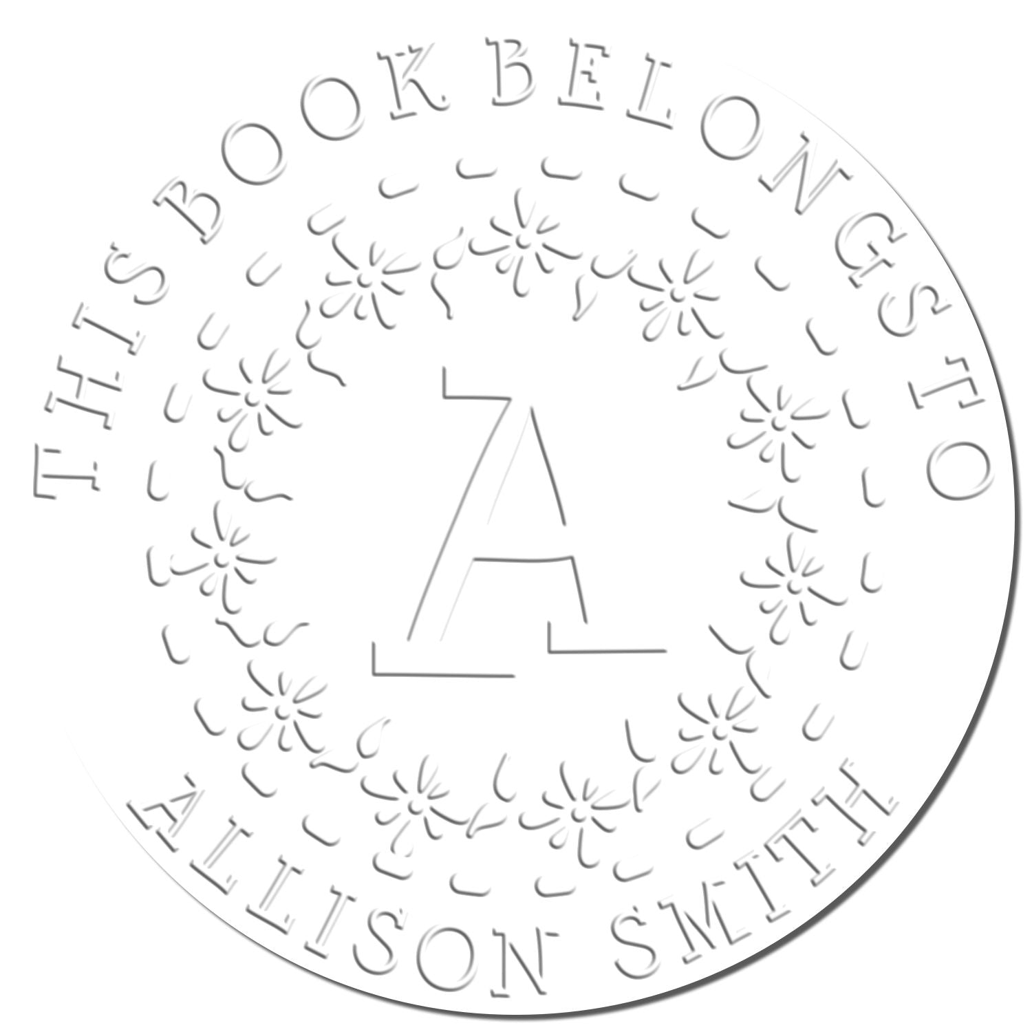 Soft Flowering Monogram Custom Private Library Embossing Seal