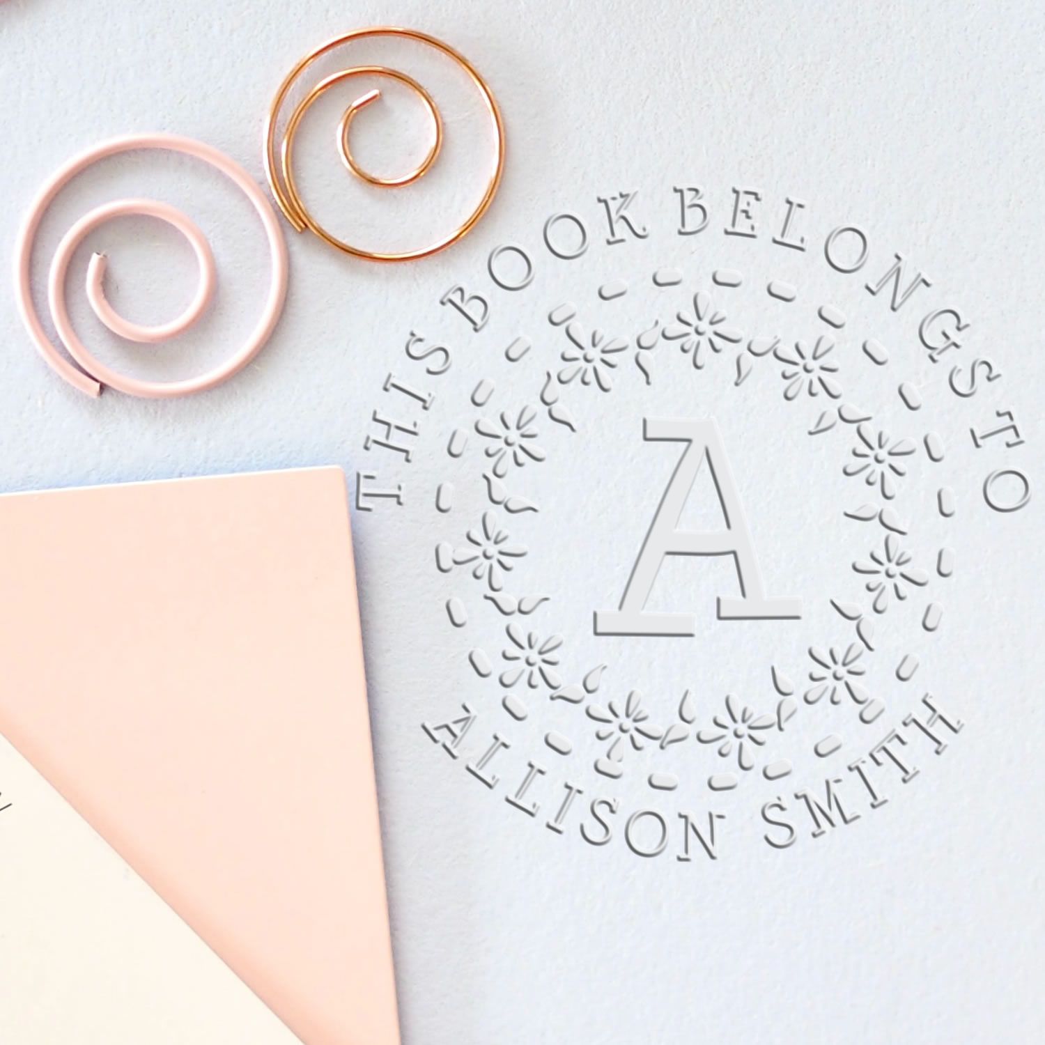 Hybrid Flowering Monogram Custom Made Book Embossed Stamp - Engineer Seal Stamps