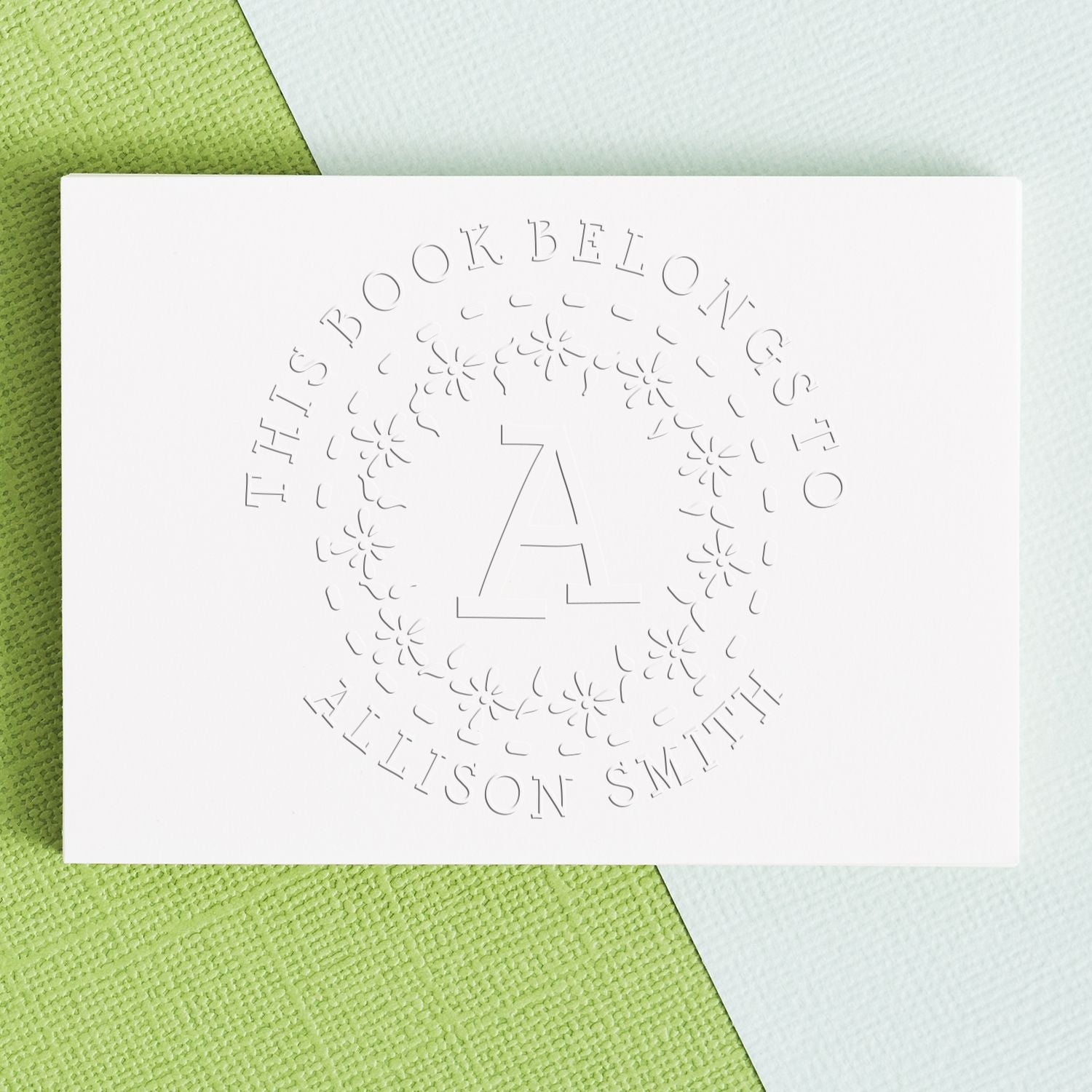 Soft Flowering Monogram Custom Private Library Embossing Seal