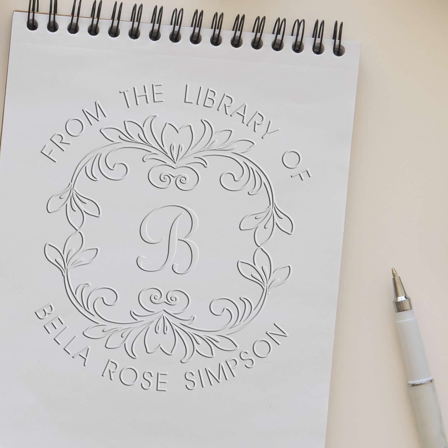 Hybrid Beautiful Script Personalized Library Embossing Stamp - Engineer Seal Stamps