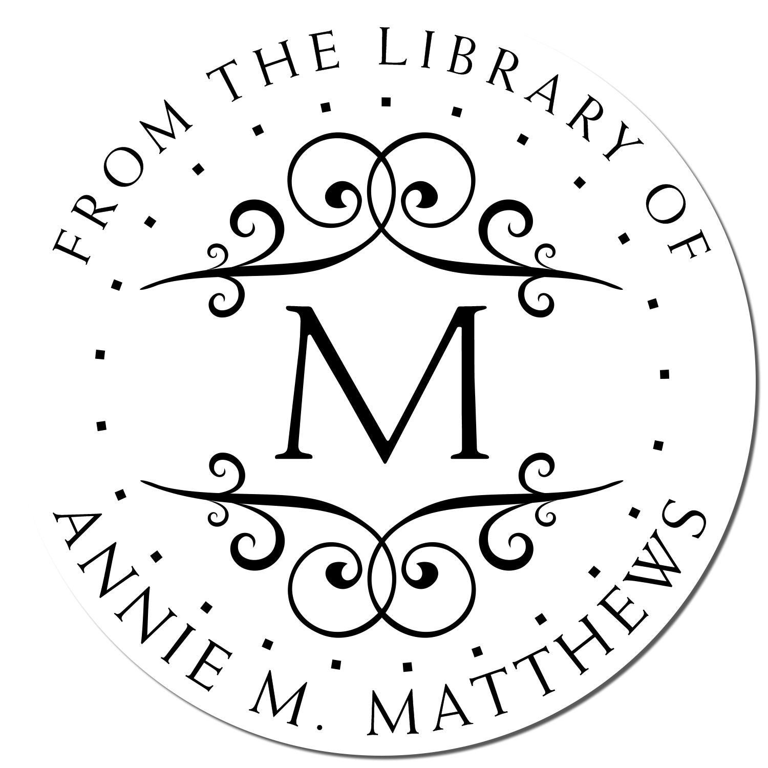 Wood Handle Dotted Monogram Customized Book Name Stamp - Engineer Seal Stamps