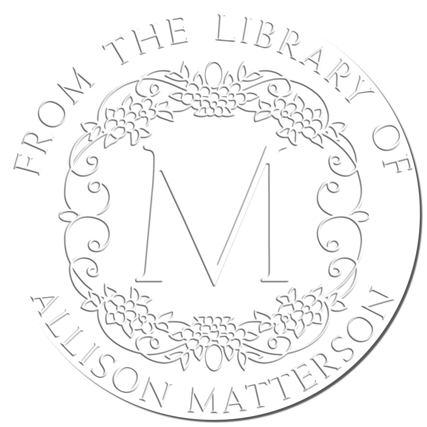 Soft Elegant Monogram Custom Private Library Embossing Stamp