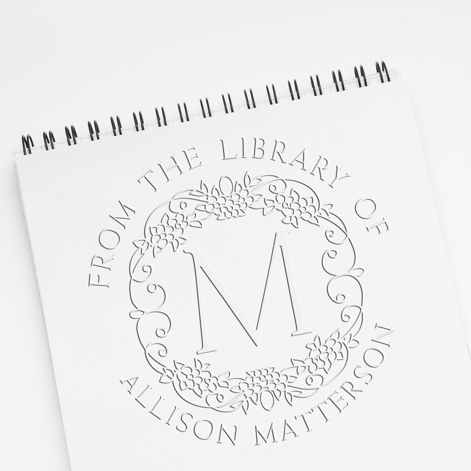 Soft Elegant Monogram Custom Private Library Embossing Stamp
