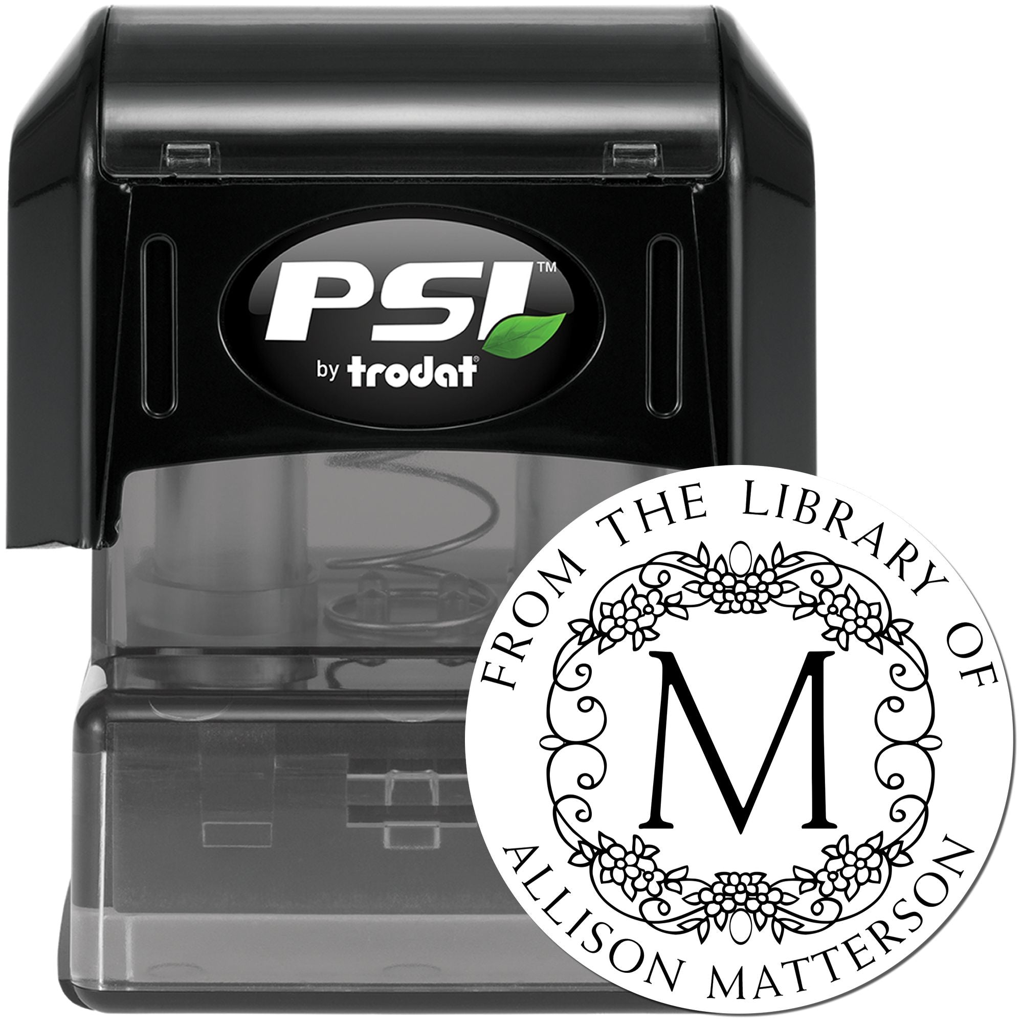 PSI Pre-Inked Elegant Monogram Custom Made Name Inscription Stamp - Engineer Seal Stamps