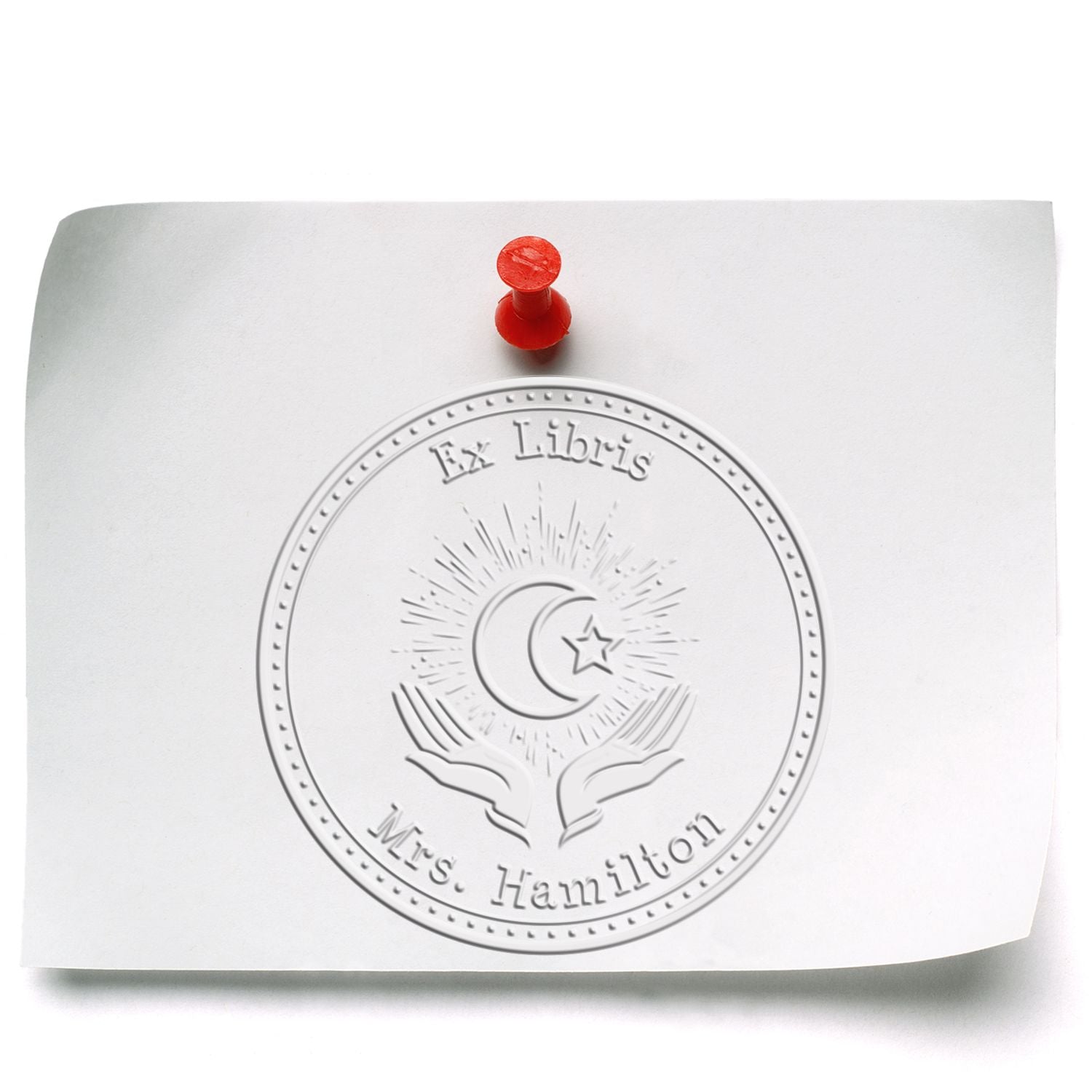 Desk Praying Star and Crescent Name And Address Embossing Seal - Engineer Seal Stamps