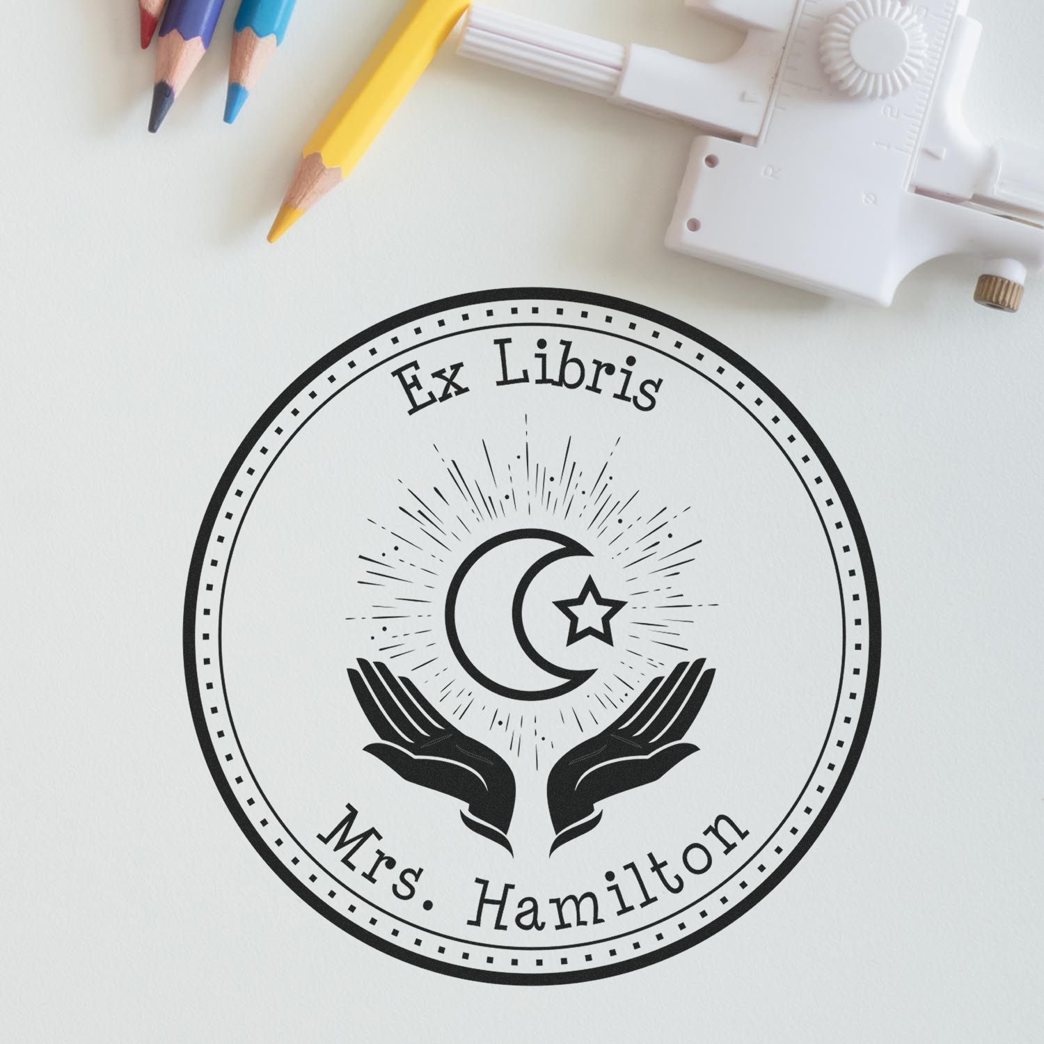 Self-Inking Praying Star and Crescent Custom Return Address Stamp - Engineer Seal Stamps