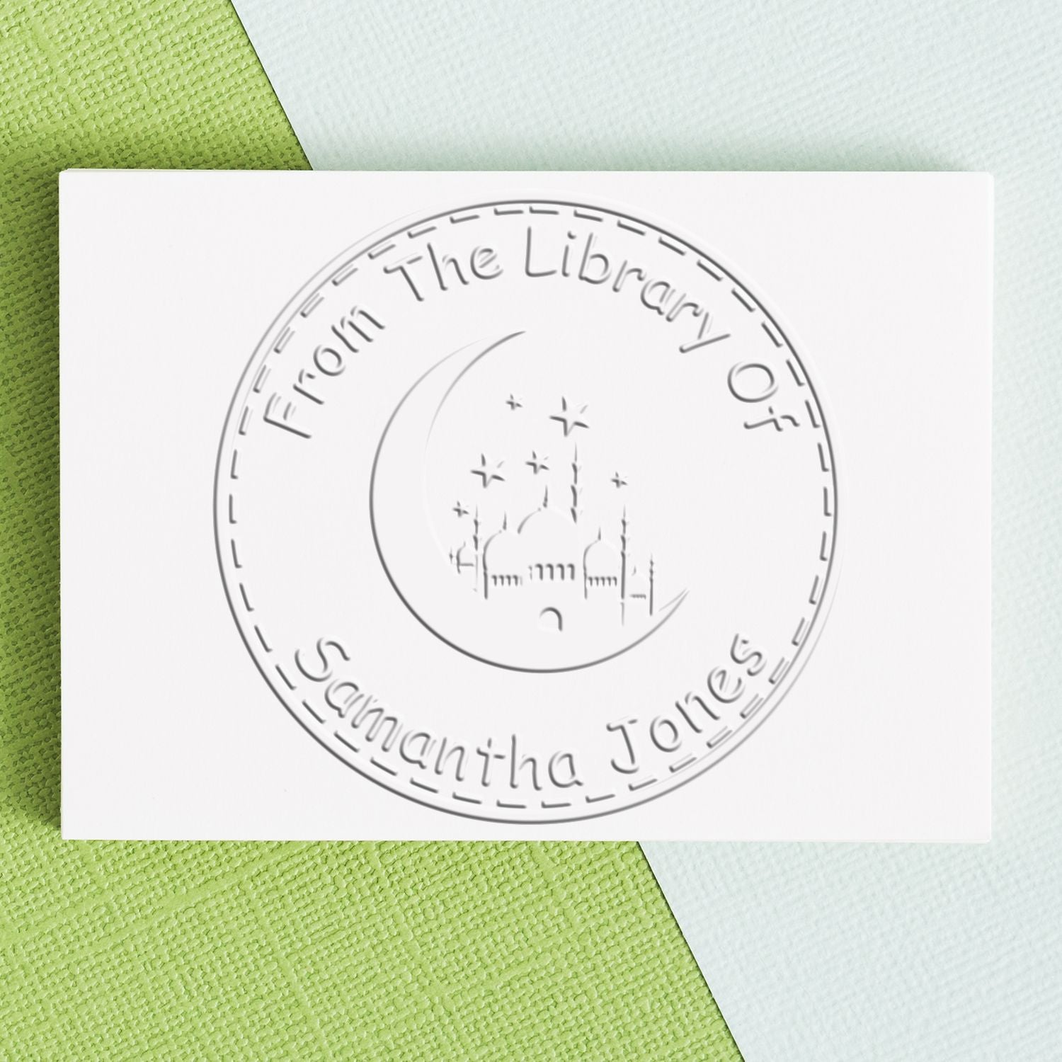 Desk Sacred Crescent Name And Address Paper Embosser - Engineer Seal Stamps
