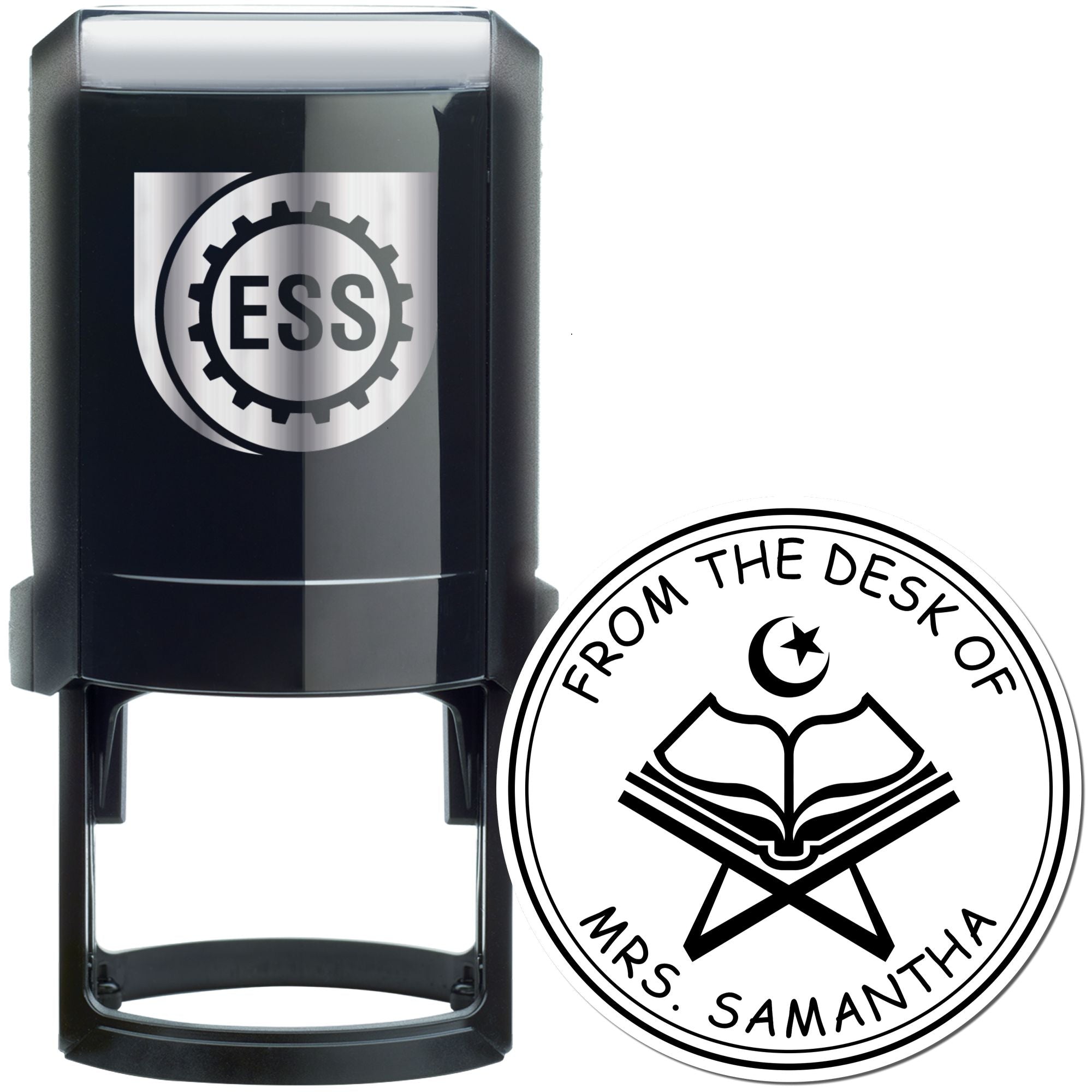 Self-Inking Devotional Star and Crescent Custom Made Envelope Stamp - Engineer Seal Stamps