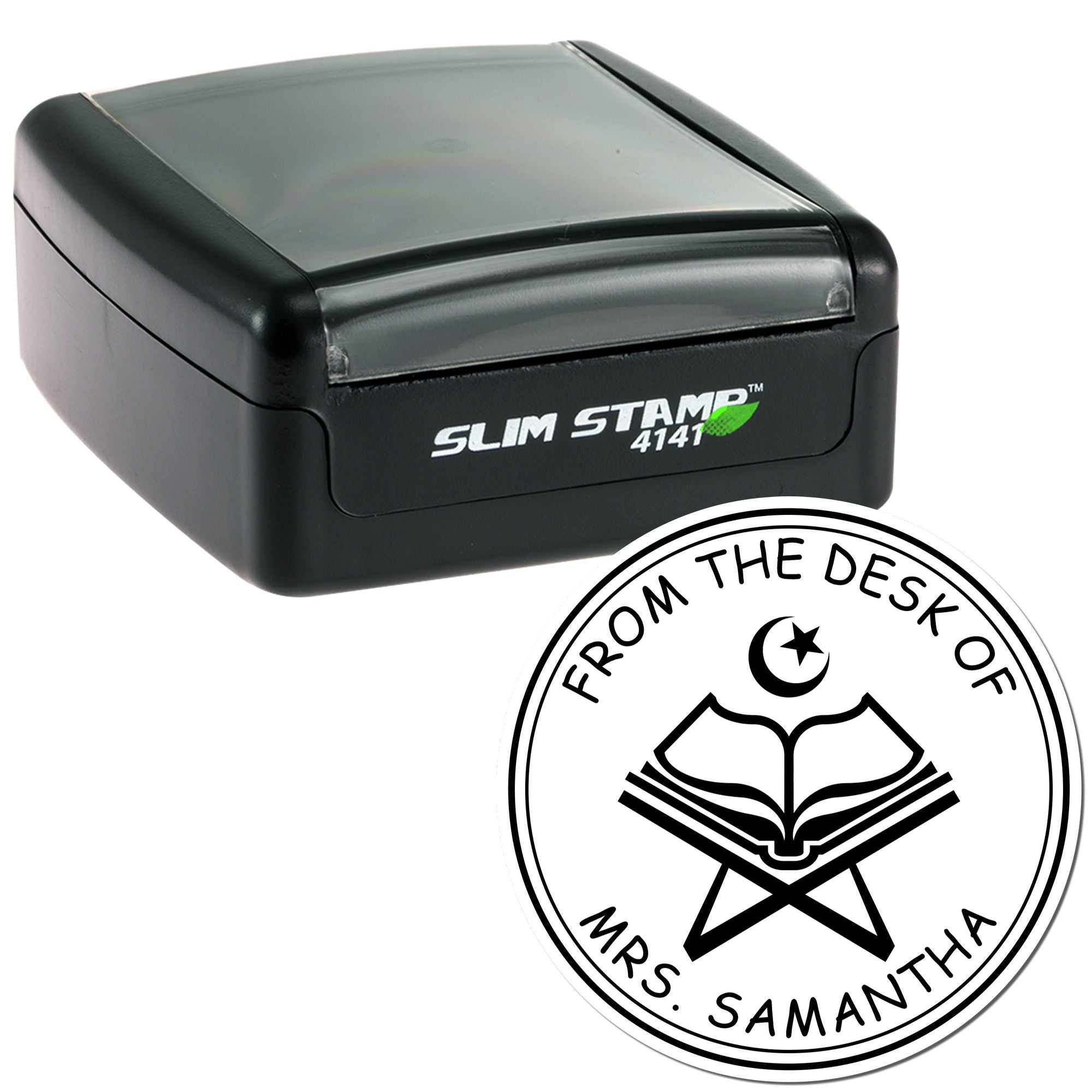 Portable Pre-Inked Devotional Star and Crescent Return Address Stamp - Engineer Seal Stamps