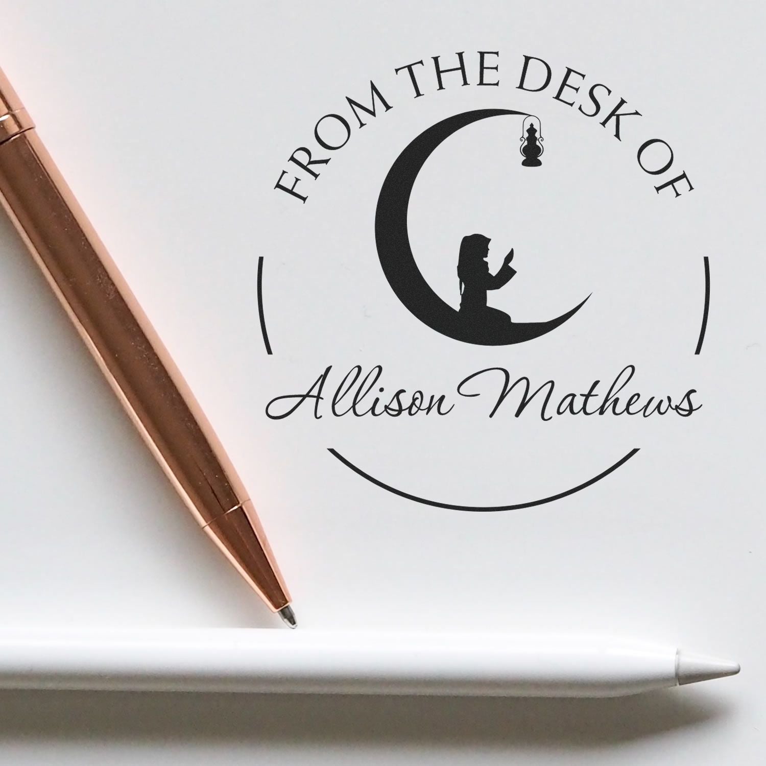 Self-Inking Praying Crescent Personalized Name And Address Stamp - Engineer Seal Stamps