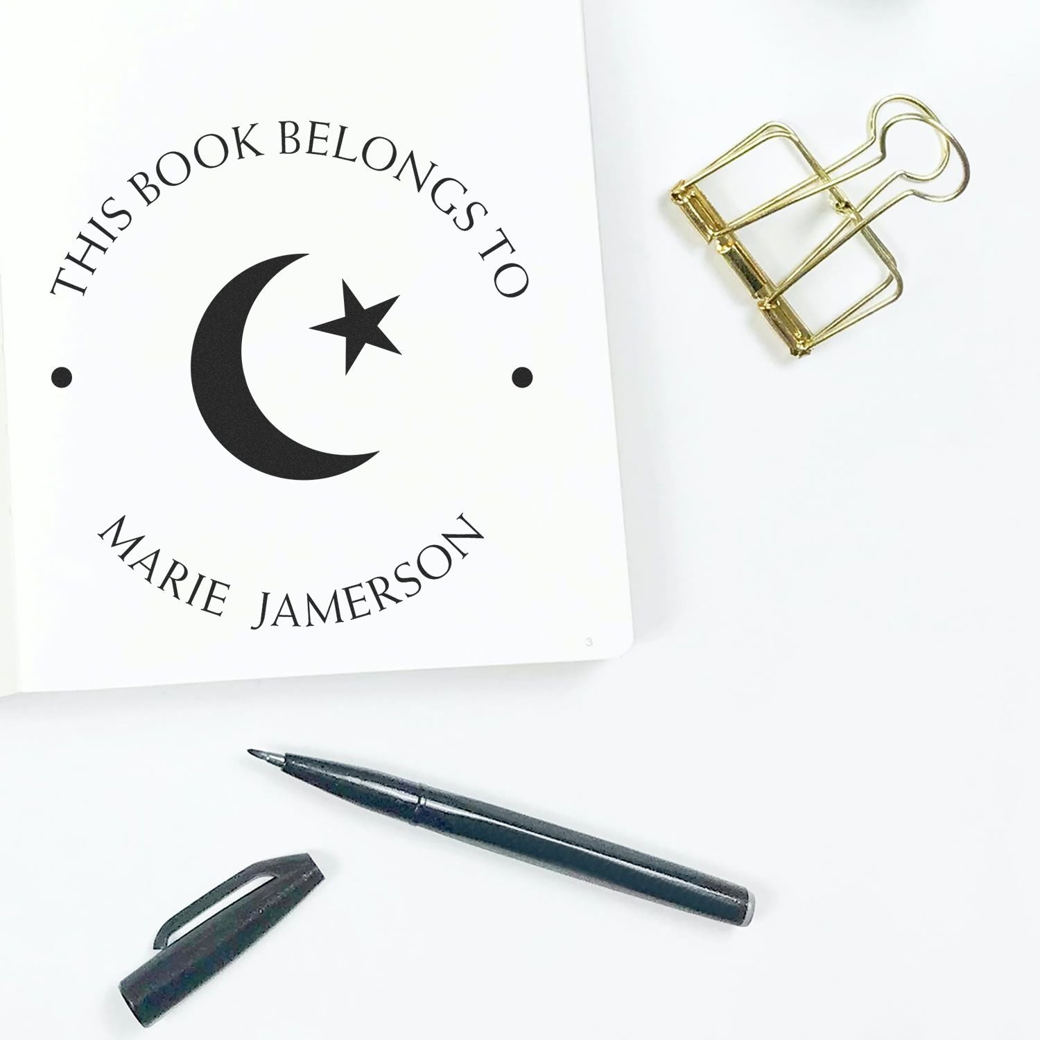 Self-Inking Inspiring Star Crescent Personalized Return Address Stamp - Engineer Seal Stamps