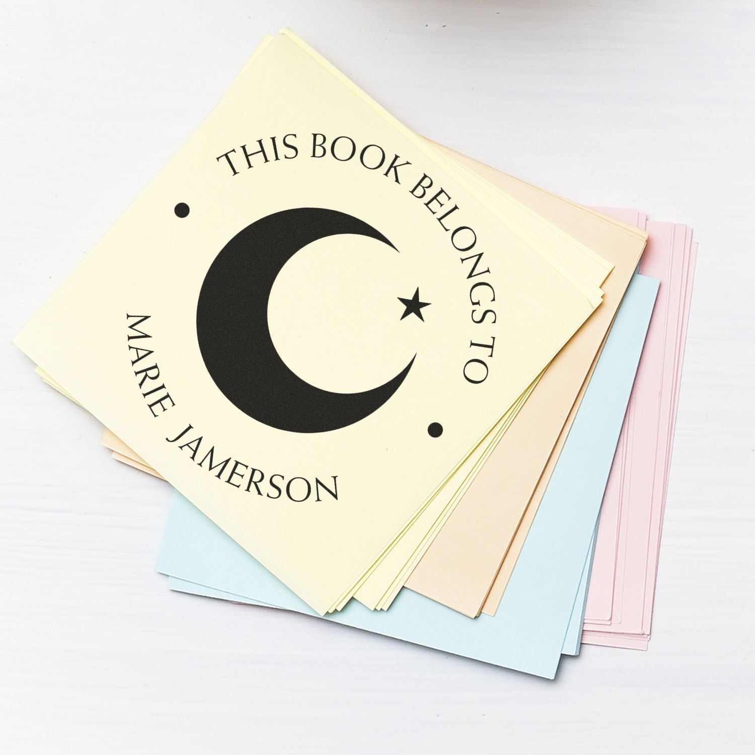 PSI Pre-Inked Serene Crescent Personalized Address Stamp - Engineer Seal Stamps