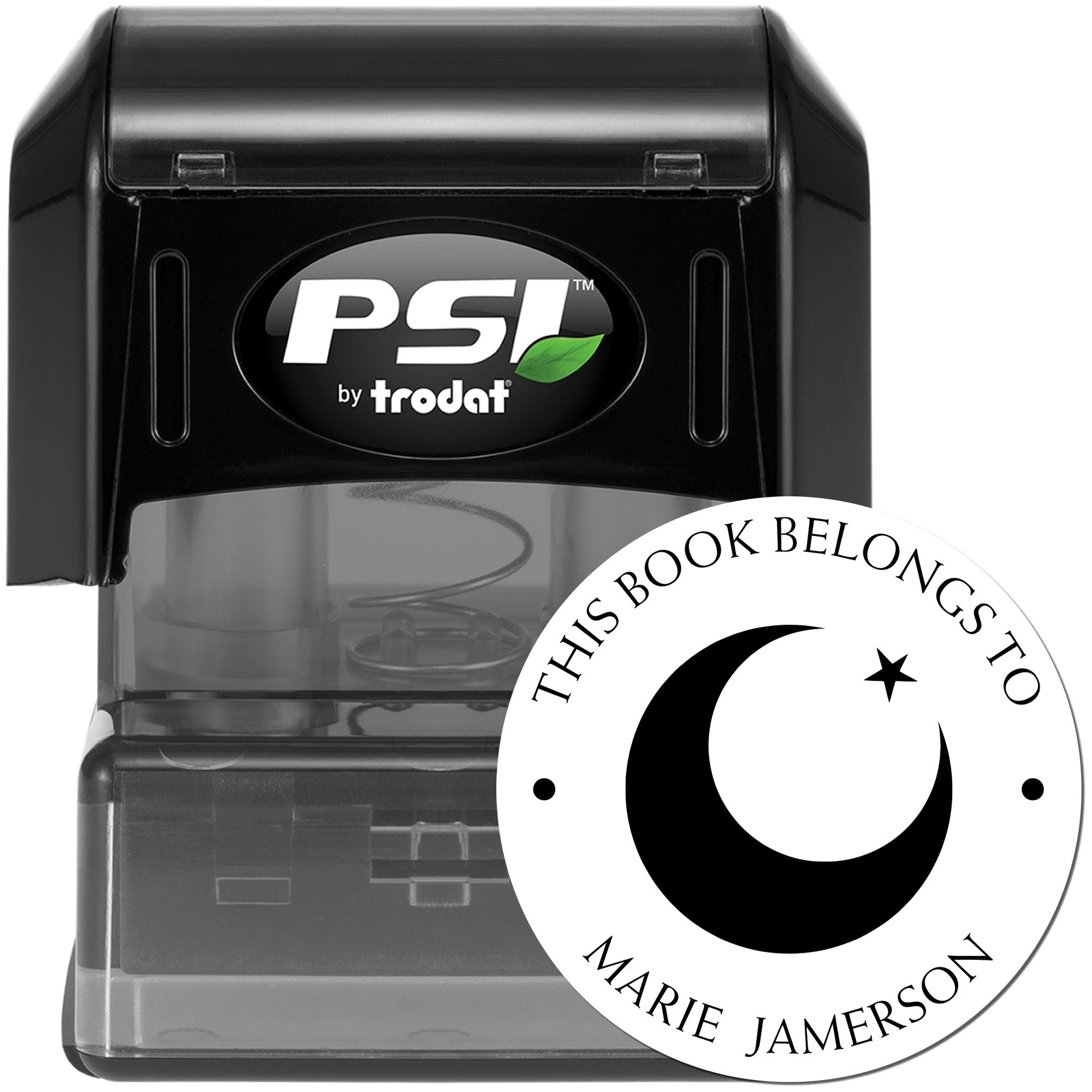 PSI Pre-Inked Serene Crescent Personalized Address Stamp - Engineer Seal Stamps