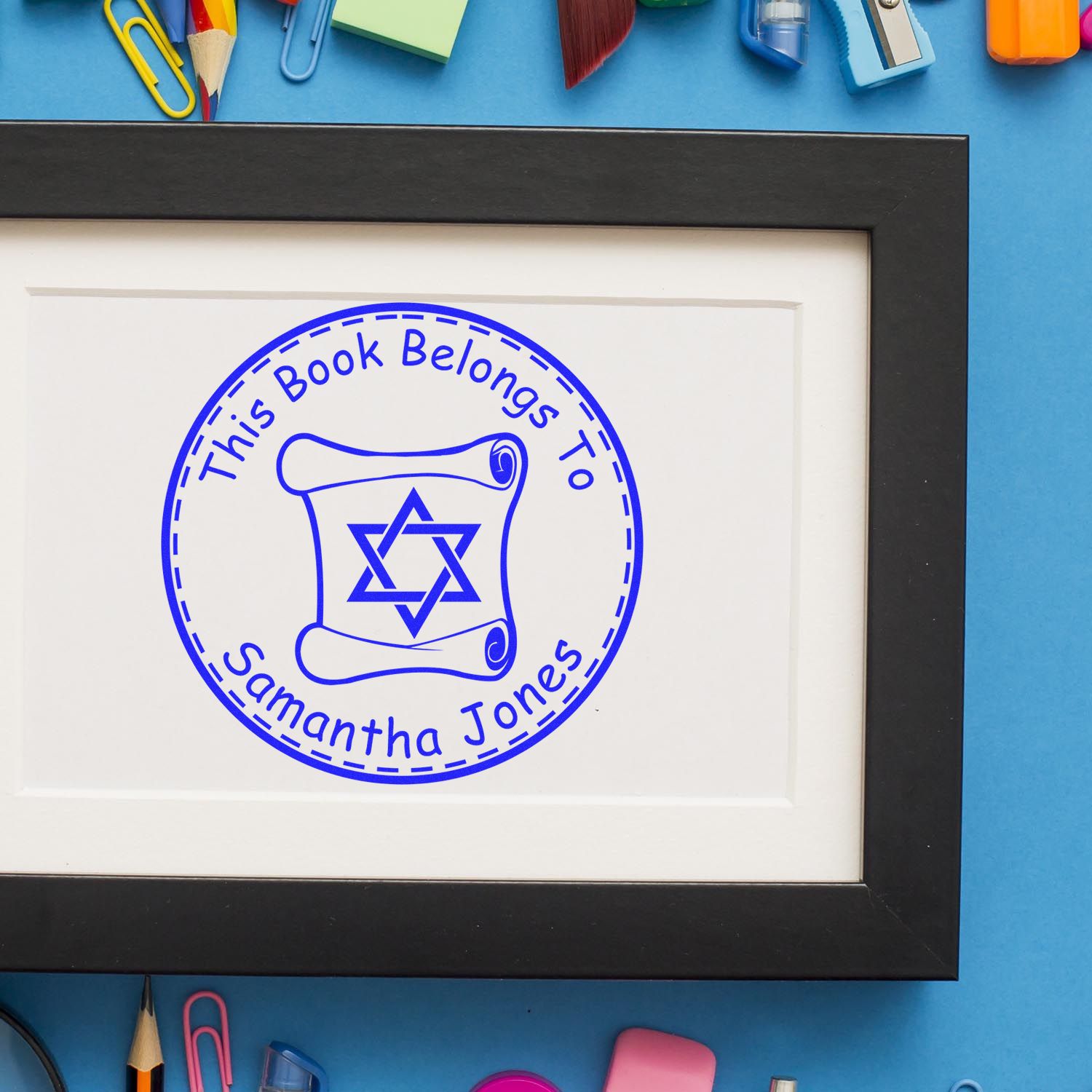 Wood Handle Solemn Torah Made To Order Name And Address Stamp