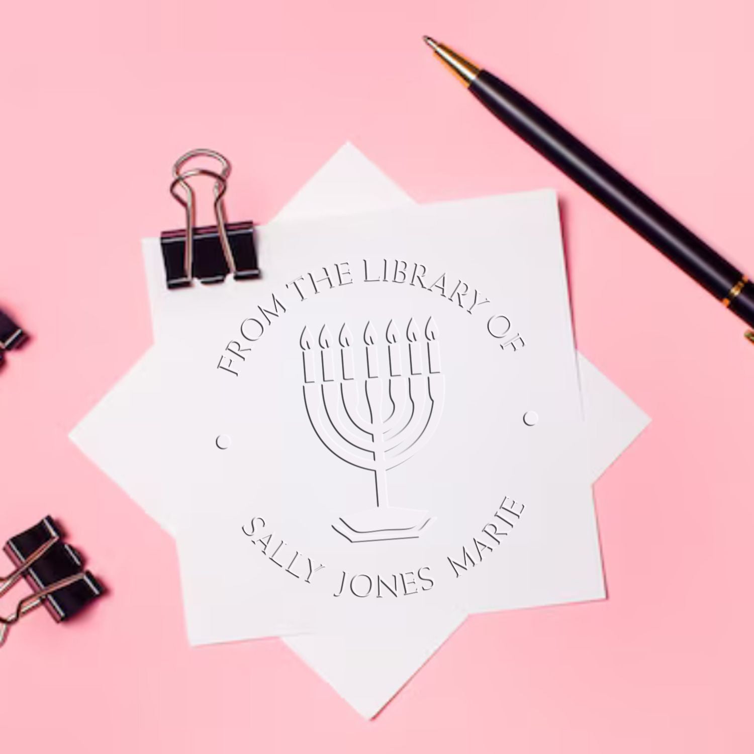 Desk Lovely Menorah Personalized Home Embossed Stamp - Engineer Seal Stamps