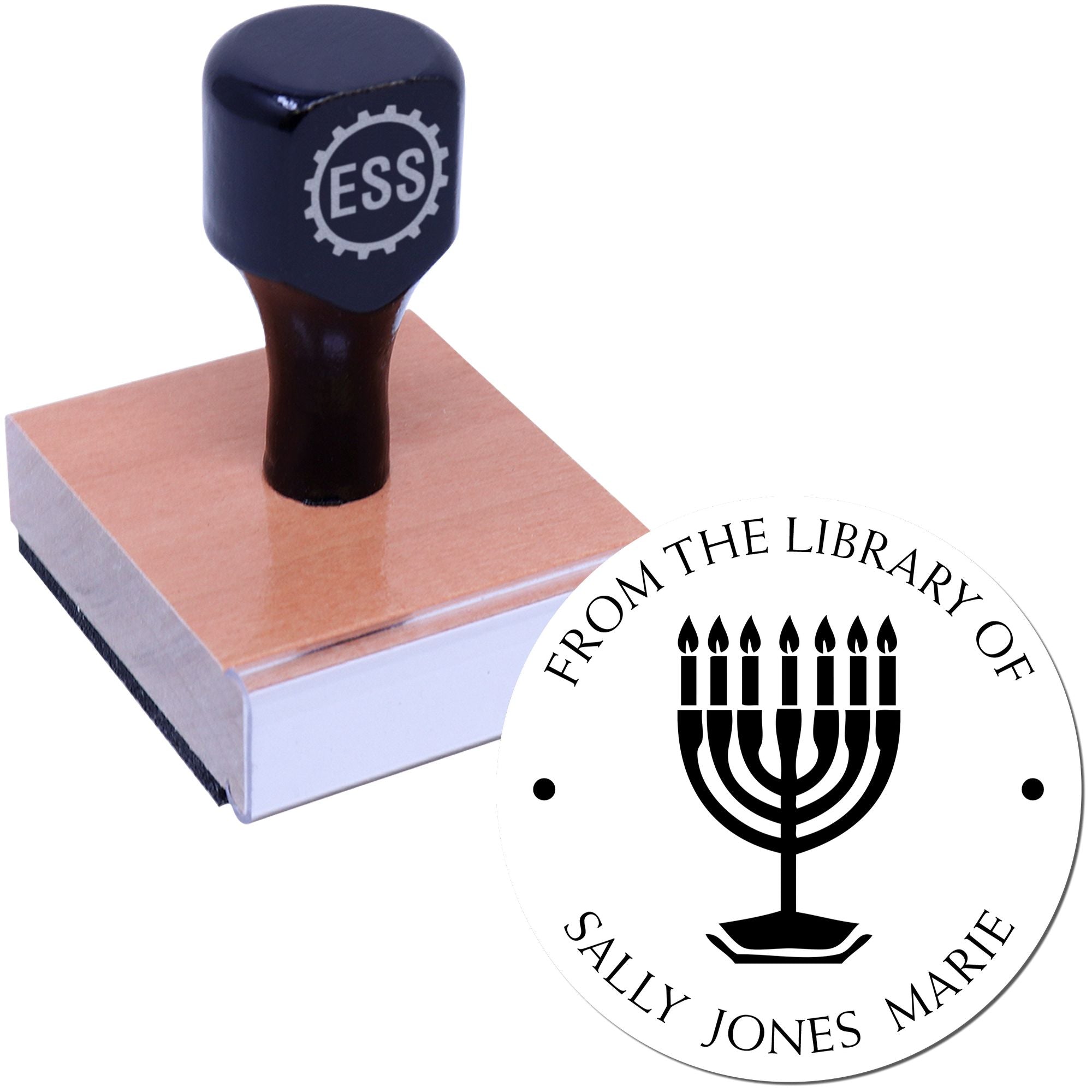 Wood Handle Lovely Menorah Made To Order New Home Stamp - Engineer Seal Stamps