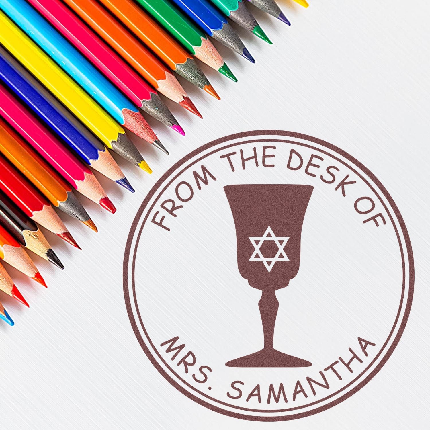 Wood Handle Lovely Kiddush Cup Custom Mailing Stamp - Engineer Seal Stamps