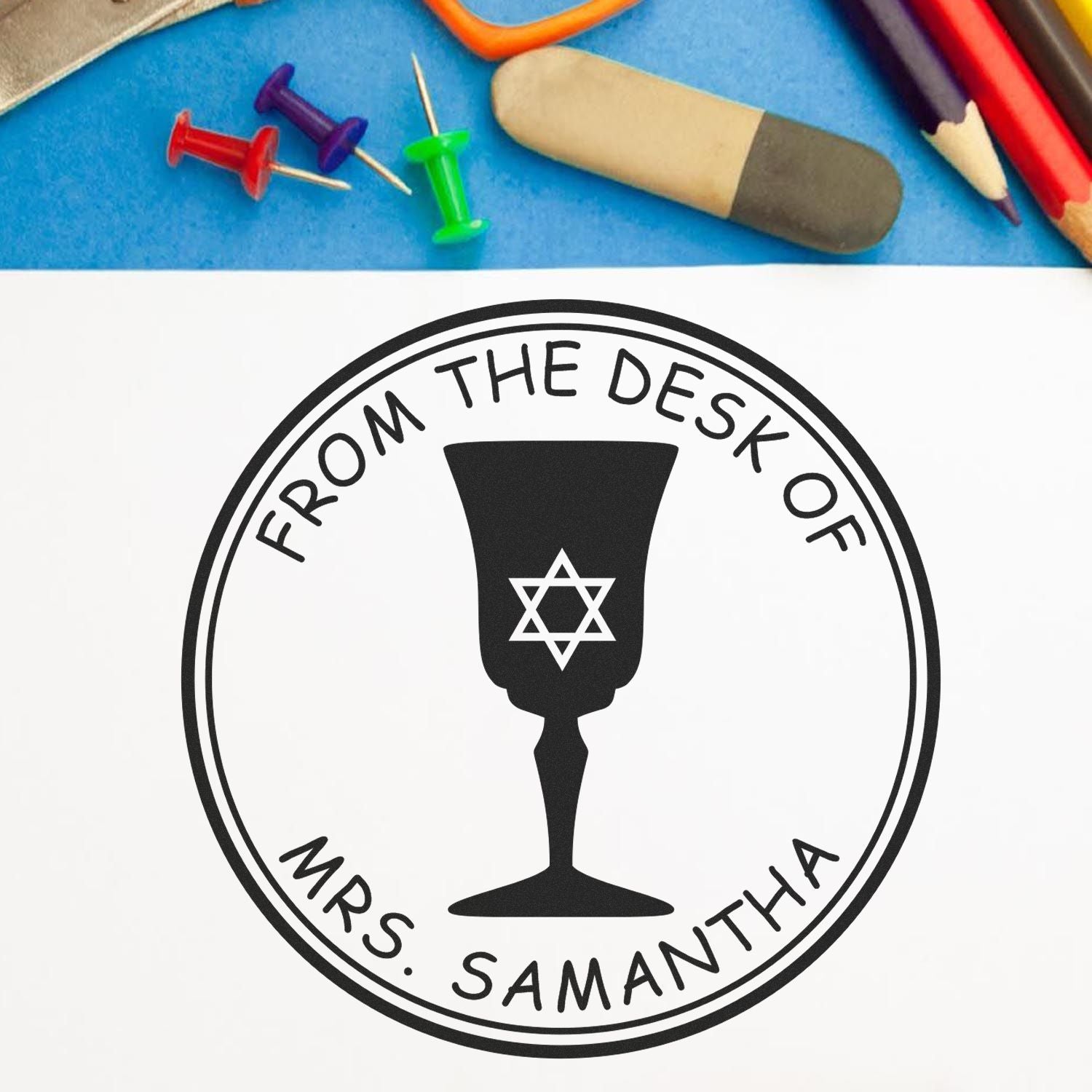 Self-Inking Lovely Kiddush Cup Custom Made Home Address Stamper
