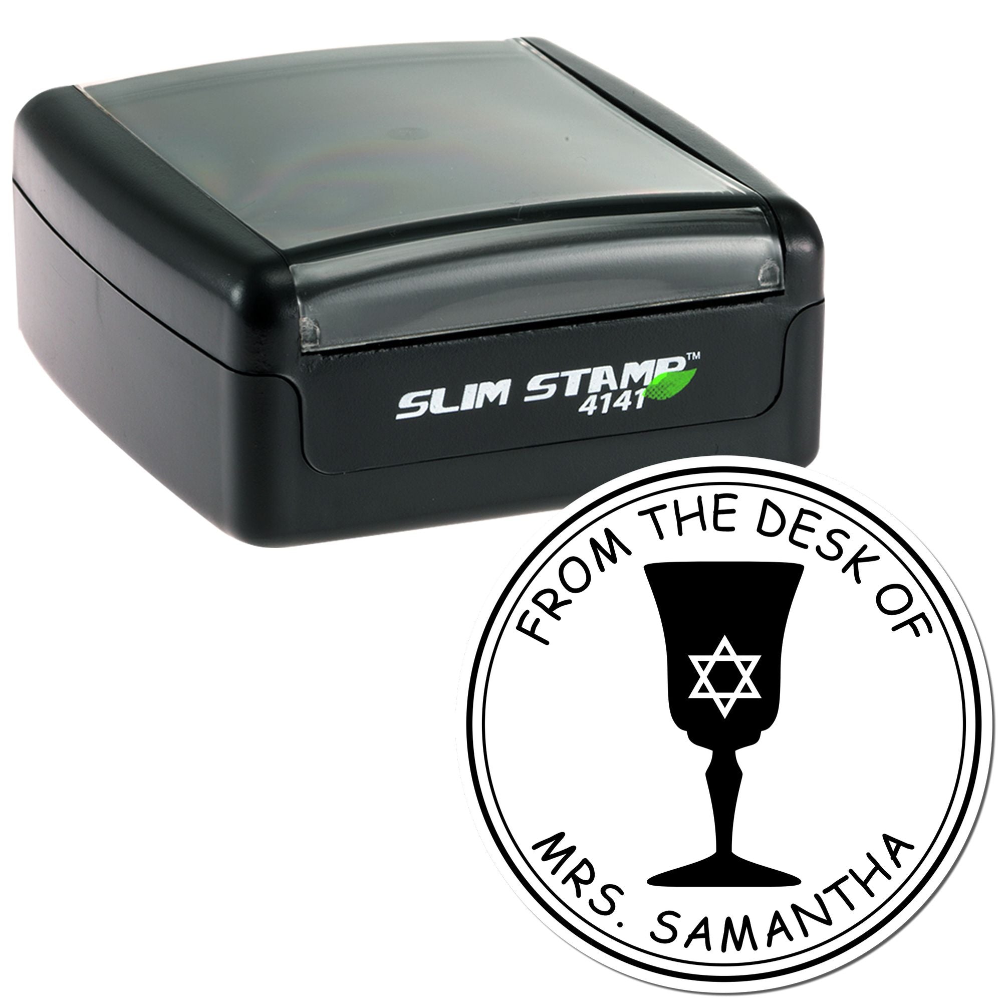 Portable Pre-Inked Lovely Kiddush Cup Customized Address Stamper - Engineer Seal Stamps