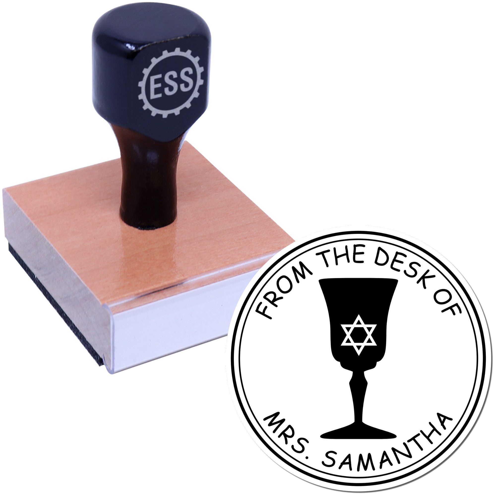 Wood Handle Lovely Kiddush Cup Custom Mailing Stamp - Engineer Seal Stamps
