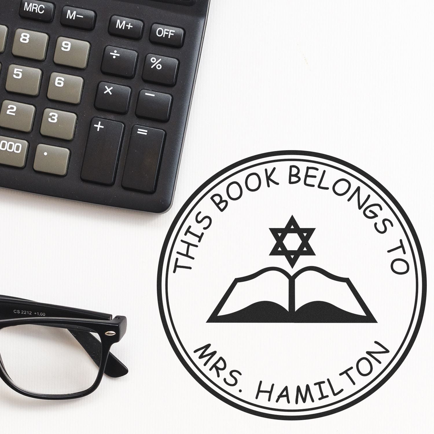 PSI Pre-Inked Star of David Torah Customized Return Address Stamper - Engineer Seal Stamps