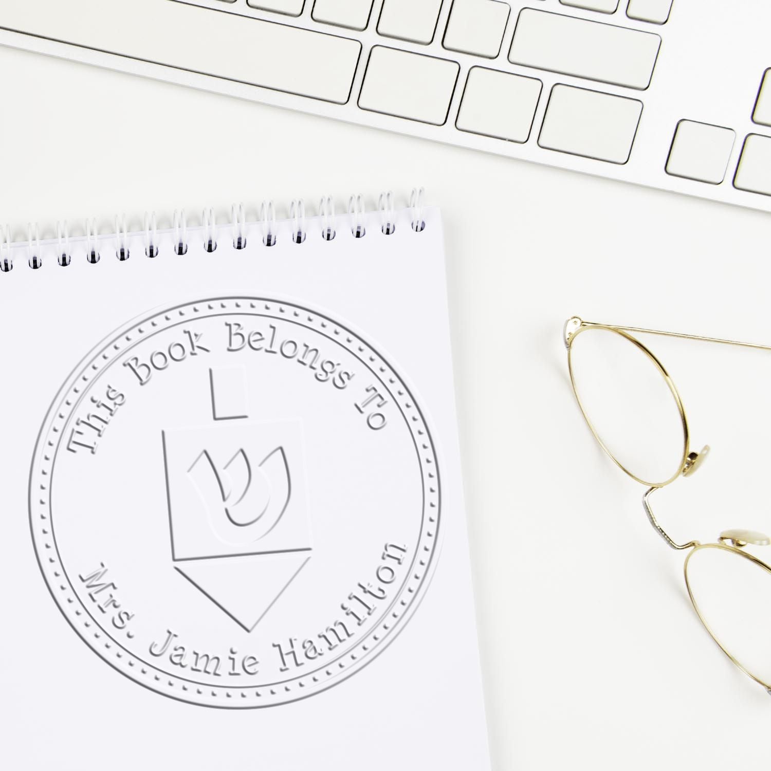 Hybrid Playful Dreidel Custom Made Name And Address Embossing Stamp - Engineer Seal Stamps