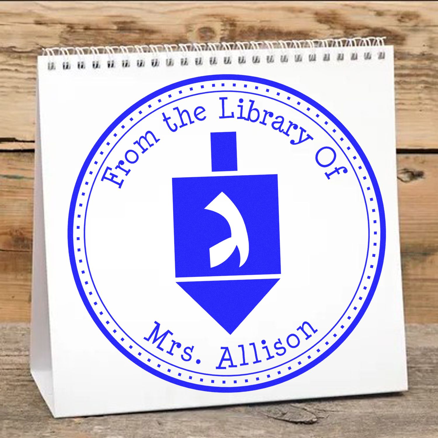 Portable Pre-Inked Holiday Dreidel Customized Return Address Stamper - Engineer Seal Stamps