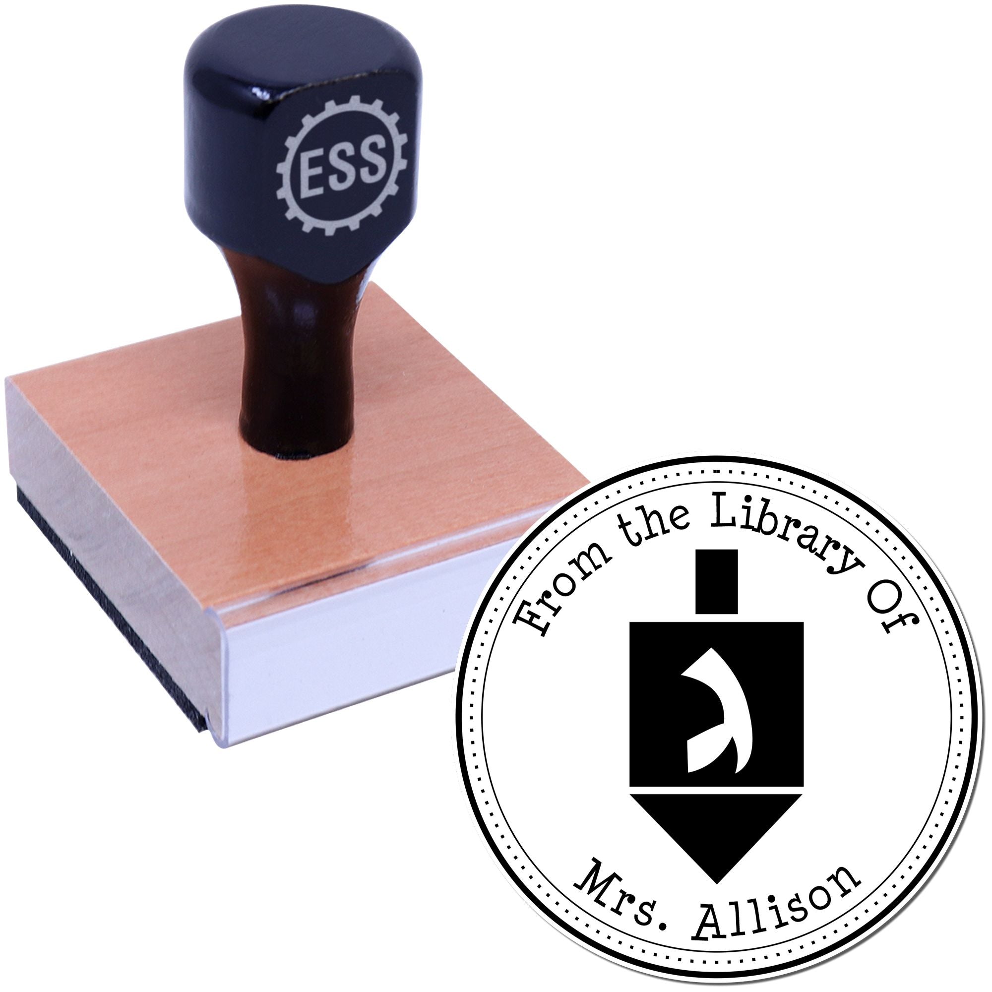 Wood Handle Holiday Dreidel Custom Name And Address Stamp - Engineer Seal Stamps