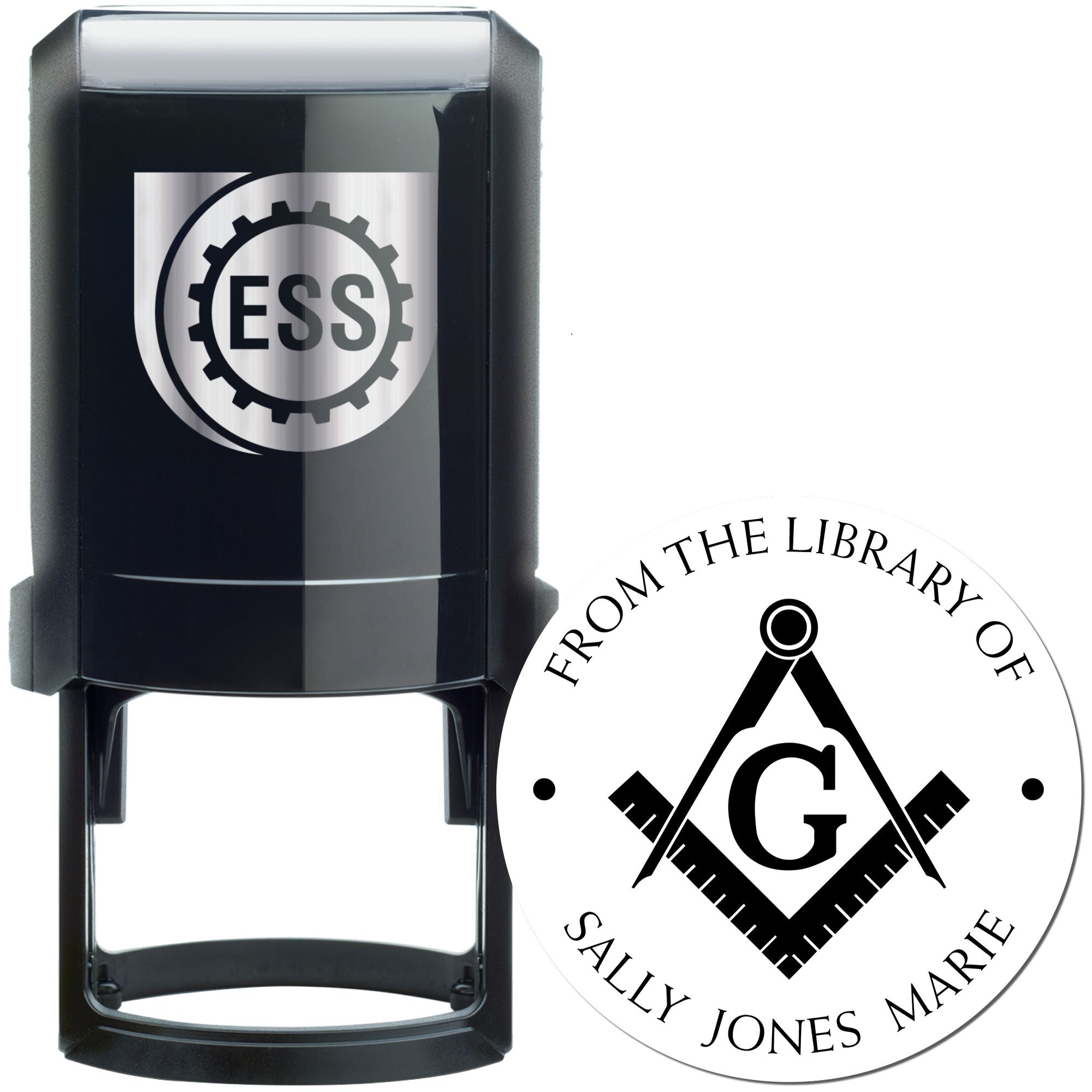 Self-Inking Ancient Masons Personalized Book Ownership Label Stamp - Engineer Seal Stamps