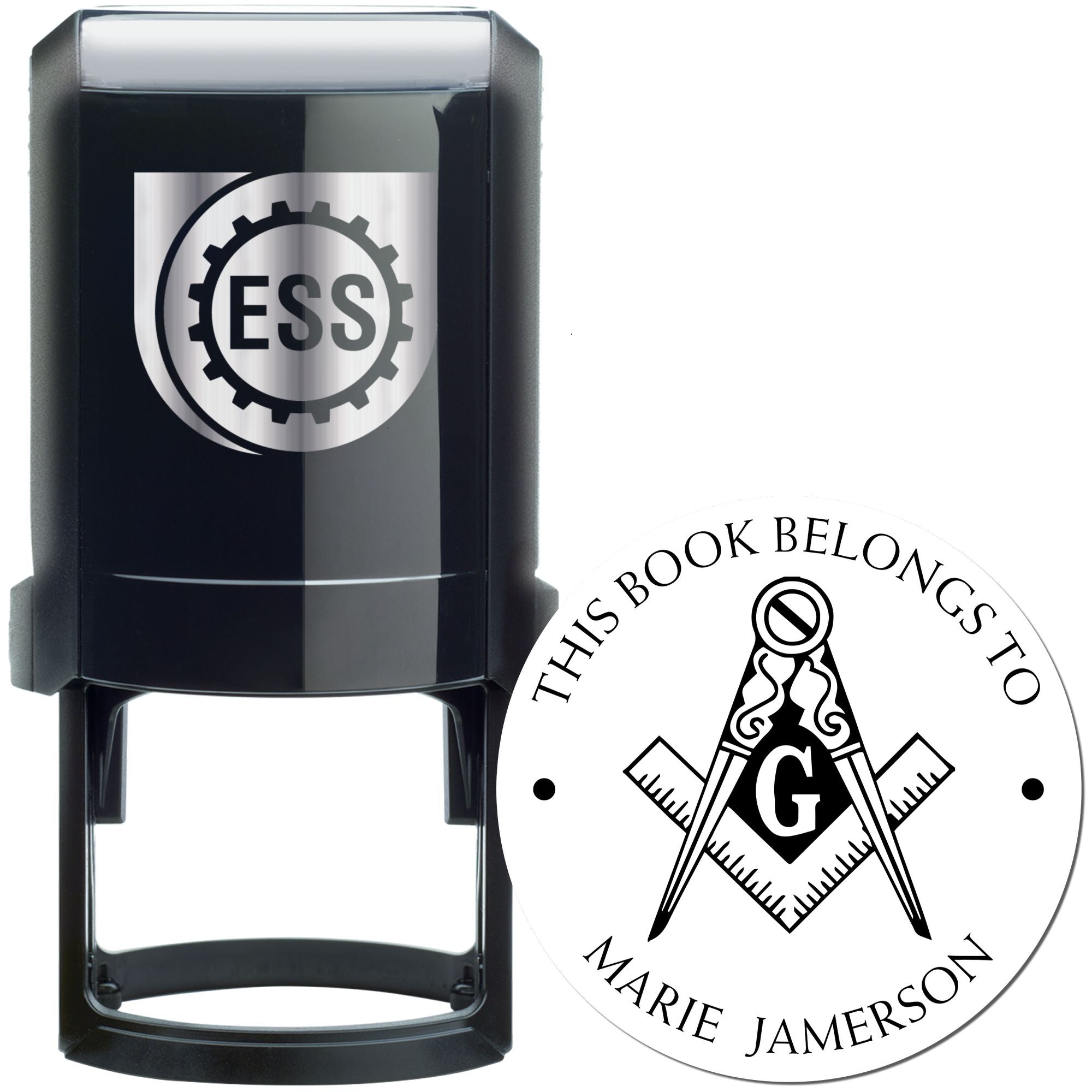 Self-Inking Mysterious Masons Personalized Book Ownership Label Stamper - Engineer Seal Stamps