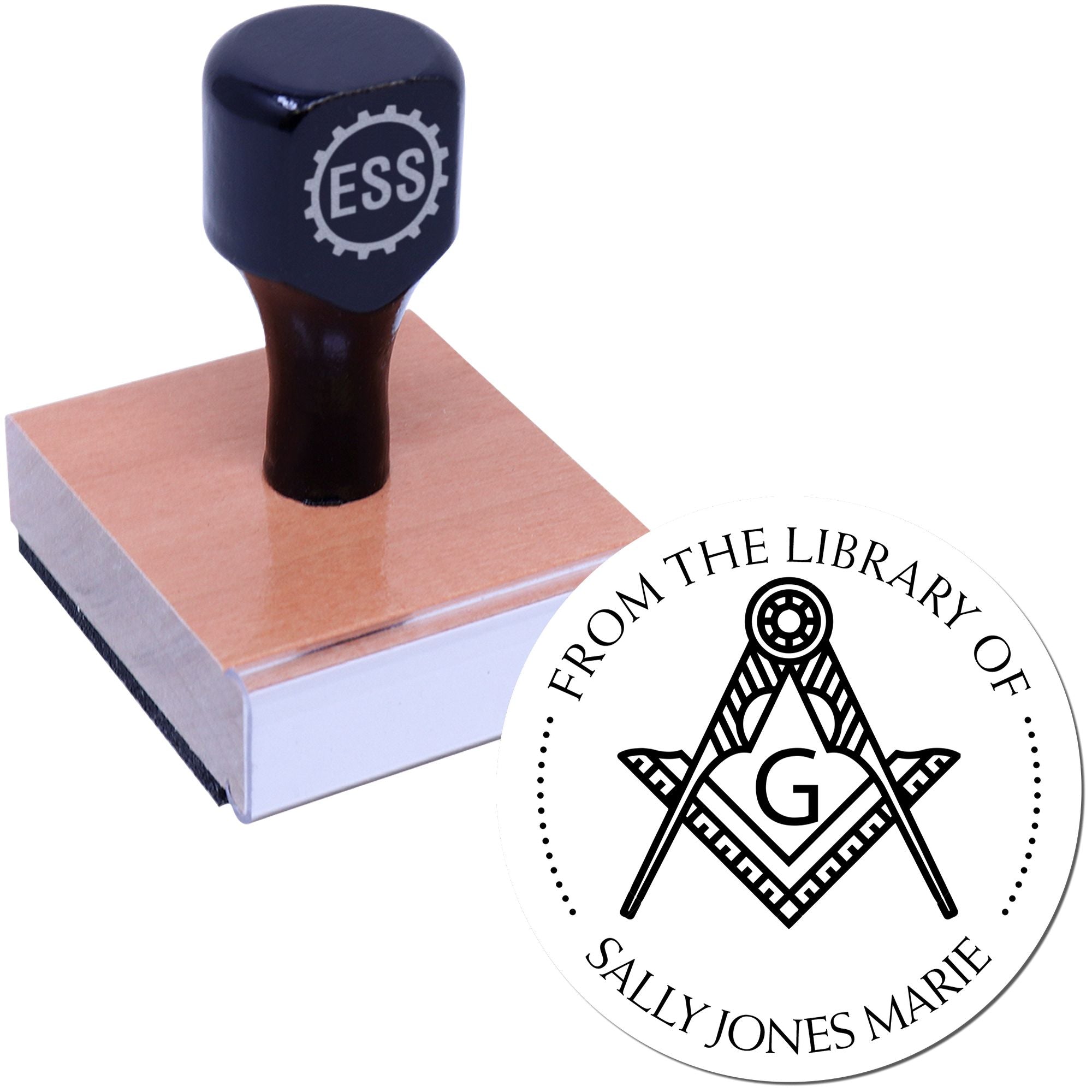 Wood Handle Enigmatic Masons Personalized Book Stamp - Engineer Seal Stamps