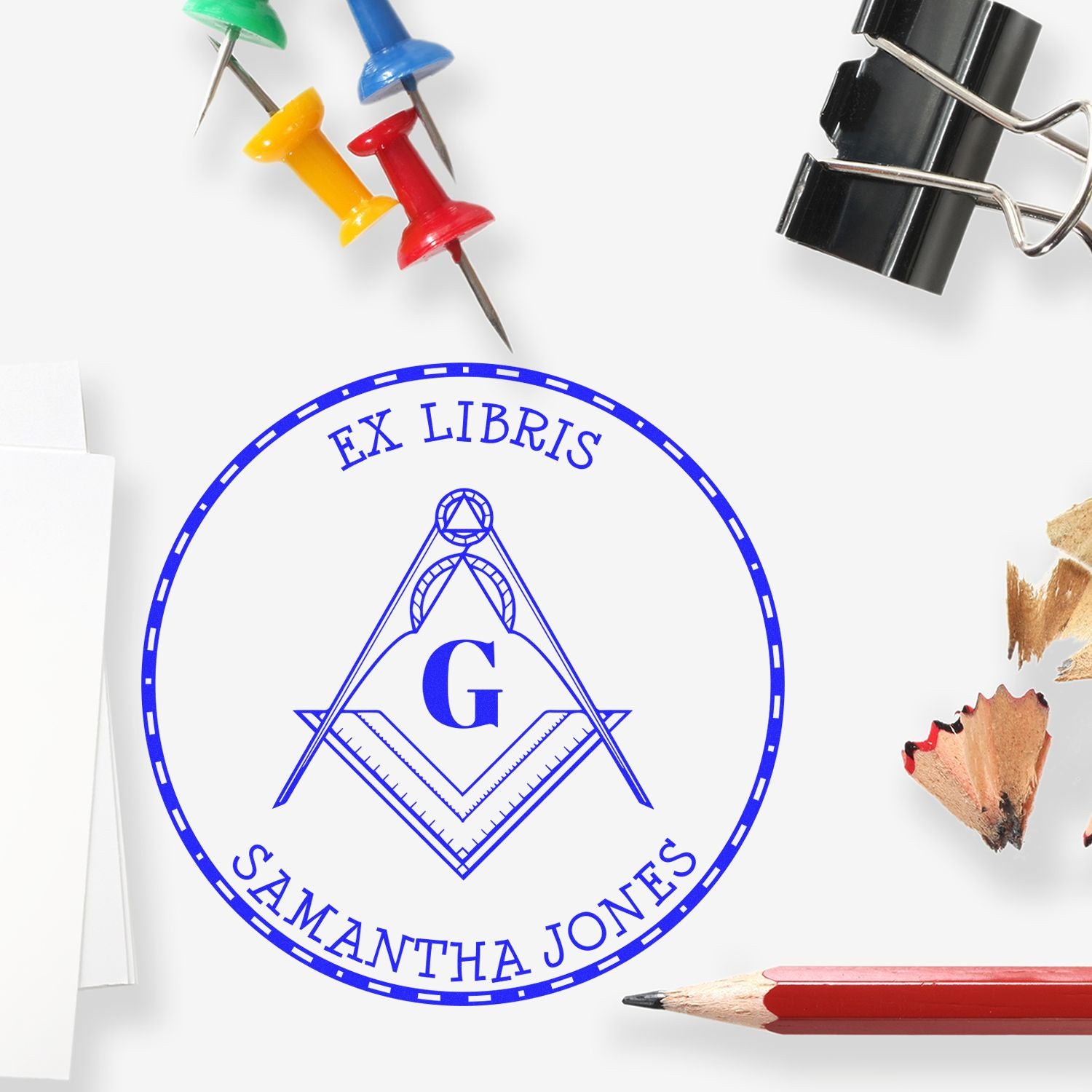 Wood Handle Venerable Masons Personalized Book Library Stamp