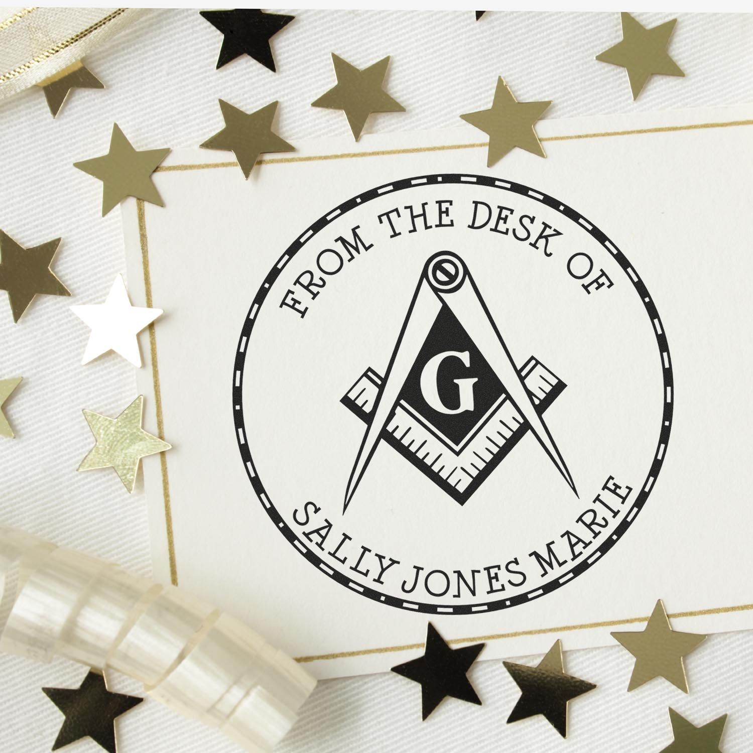 Wood Handle Traditional Masons Personalized Book Library Stamper