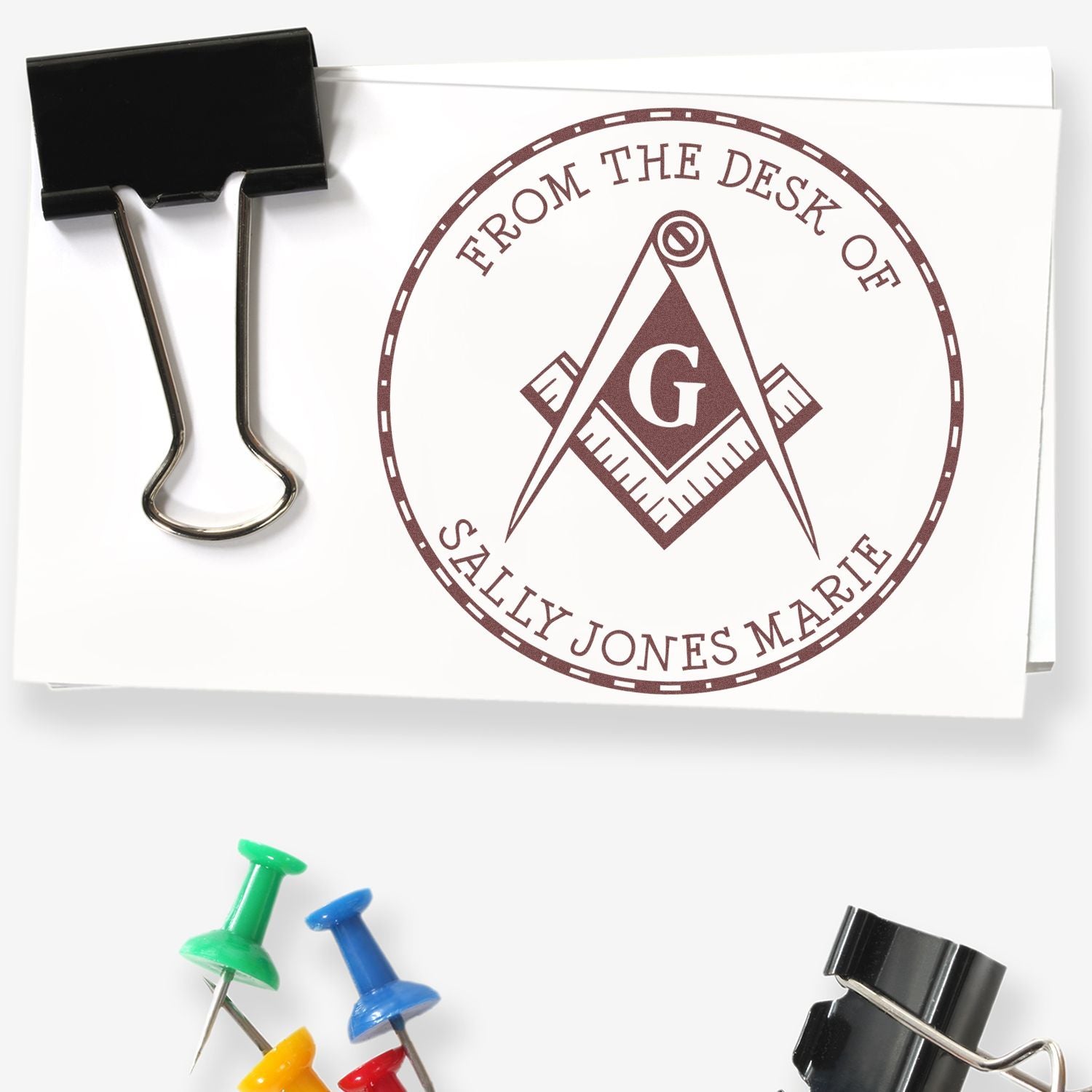 Wood Handle Traditional Masons Personalized Book Library Stamper