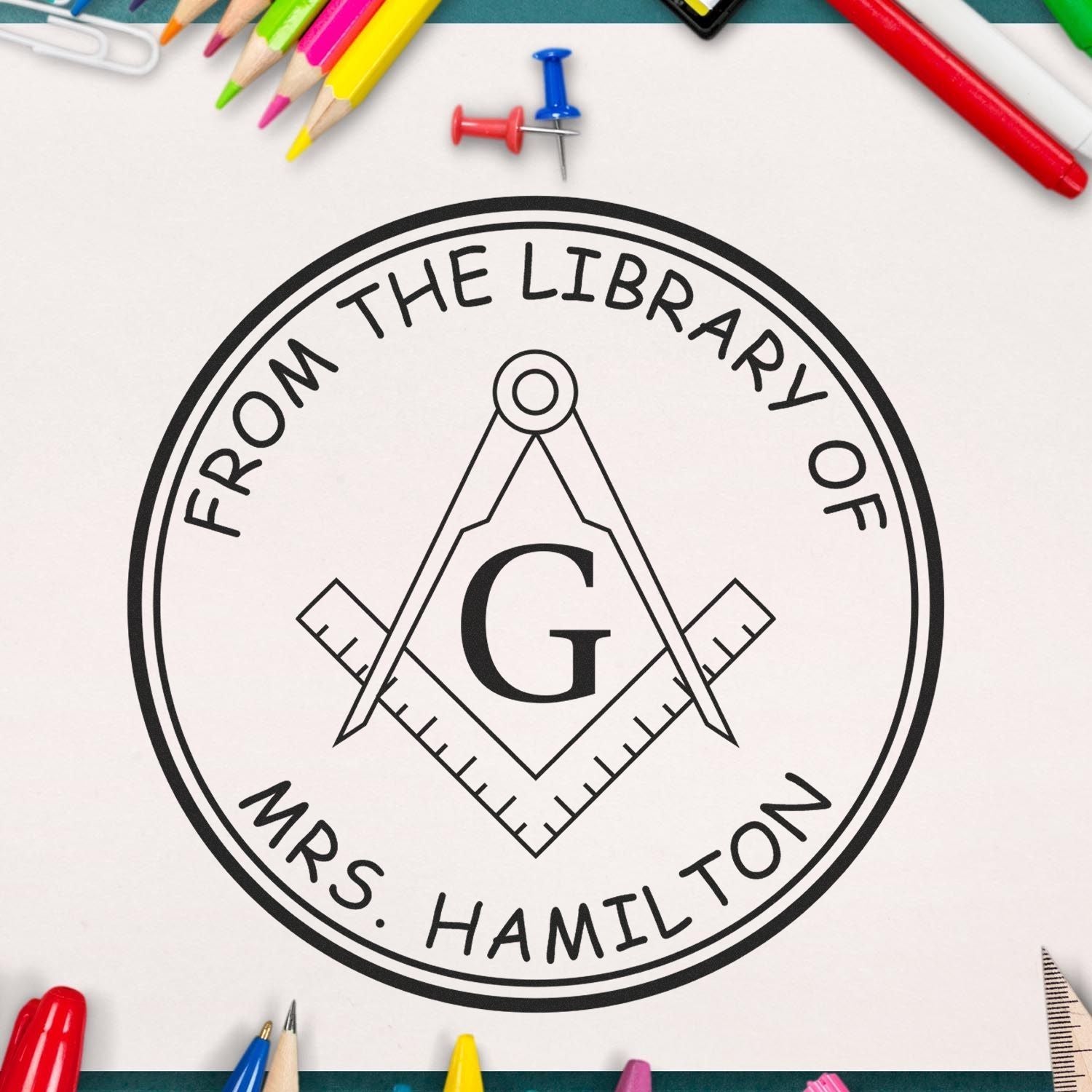 PSI Pre-Inked Purposeful Masons Personalized Personal Library Stamp - Engineer Seal Stamps